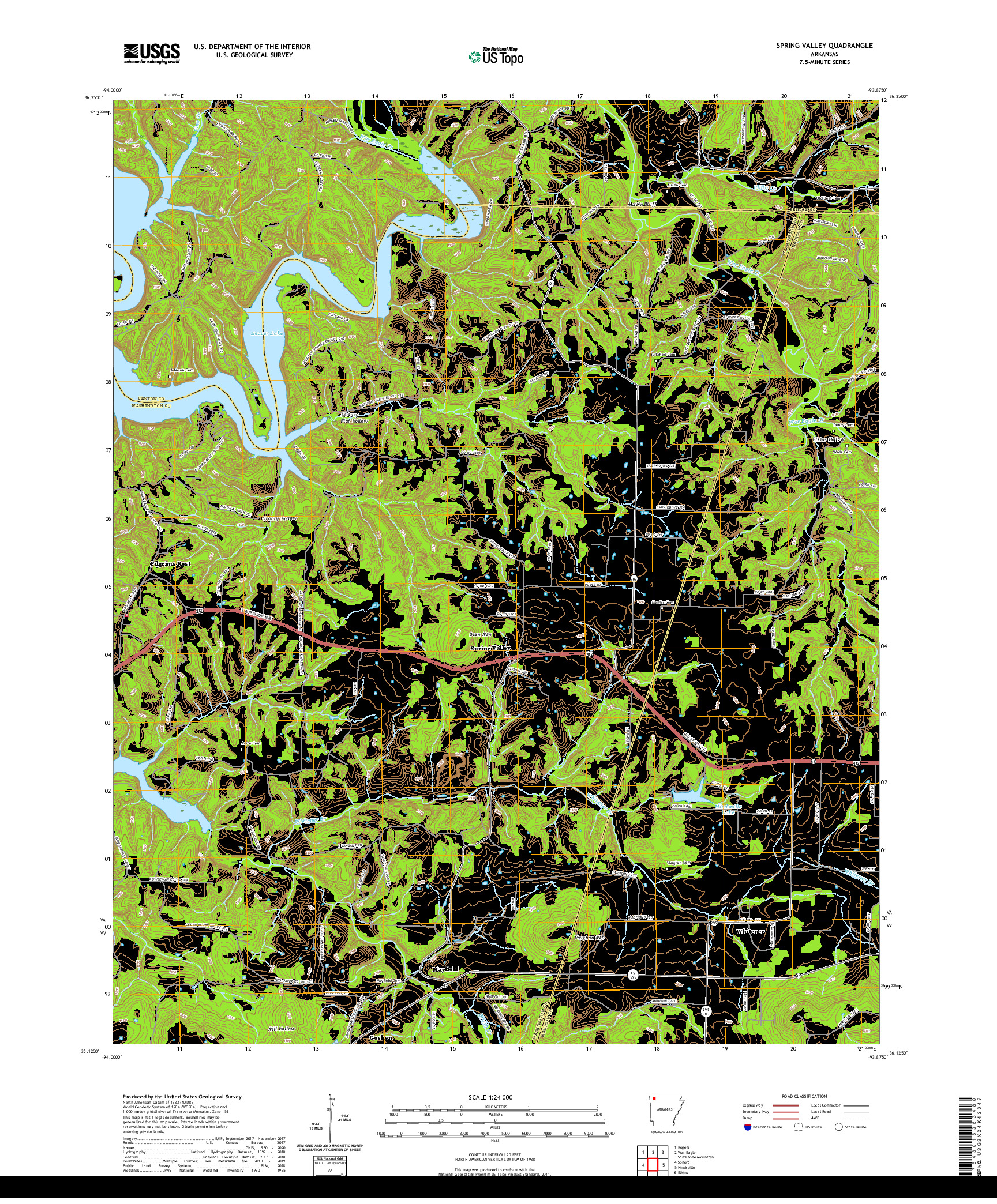 USGS US TOPO 7.5-MINUTE MAP FOR SPRING VALLEY, AR 2020