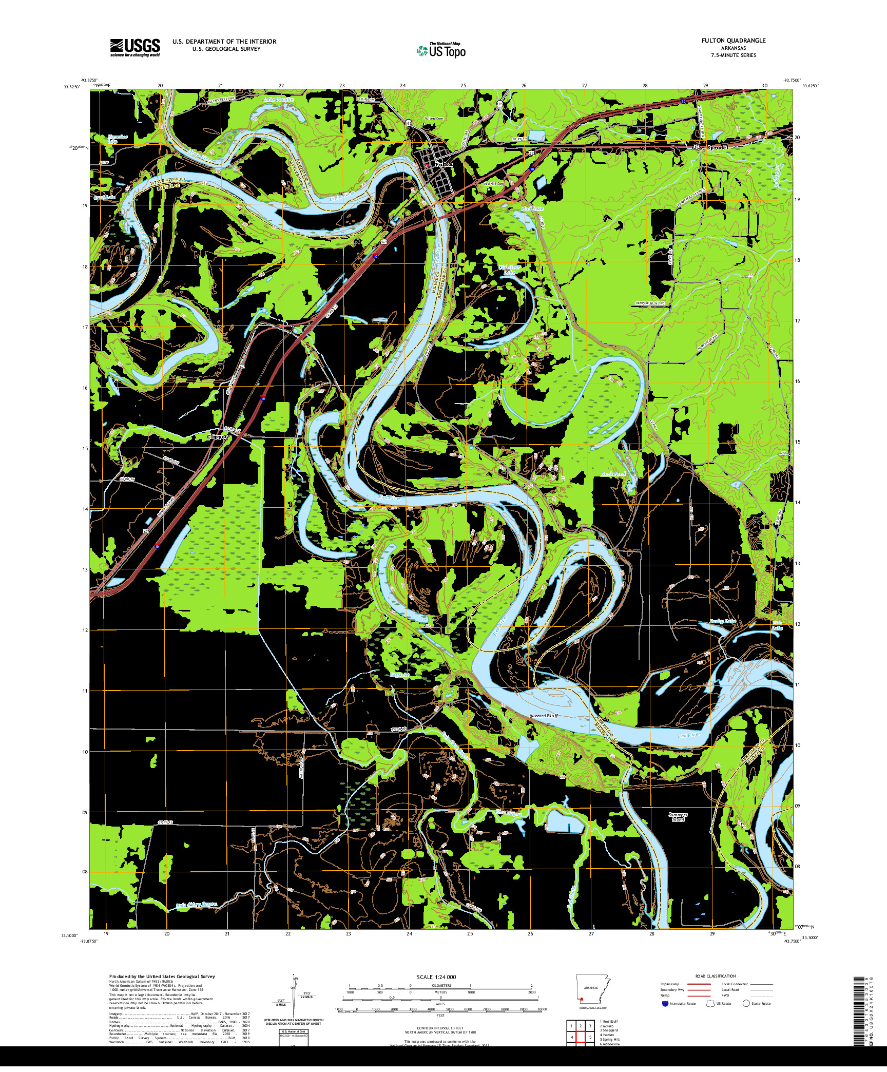 USGS US TOPO 7.5-MINUTE MAP FOR FULTON, AR 2020