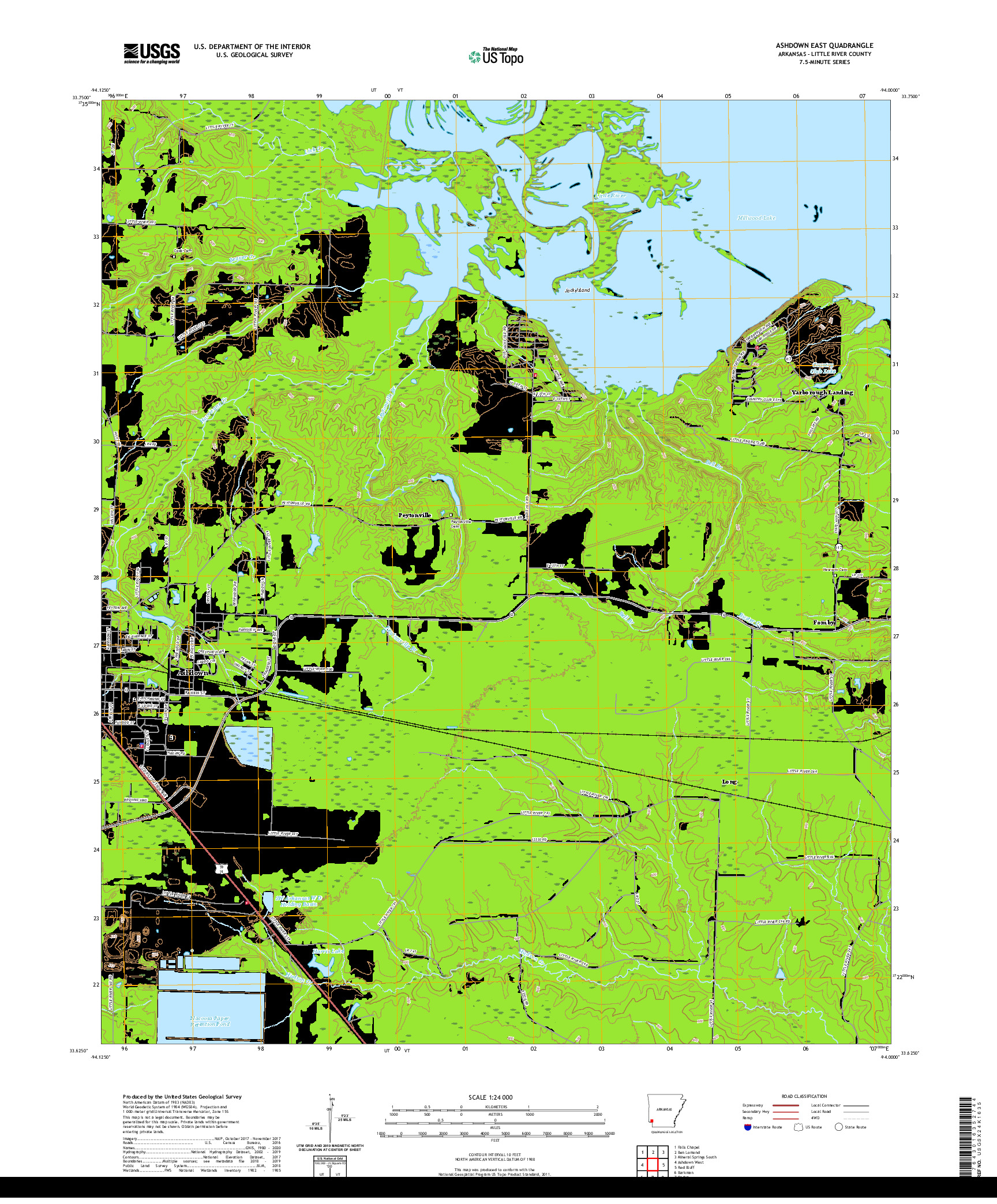 USGS US TOPO 7.5-MINUTE MAP FOR ASHDOWN EAST, AR 2020