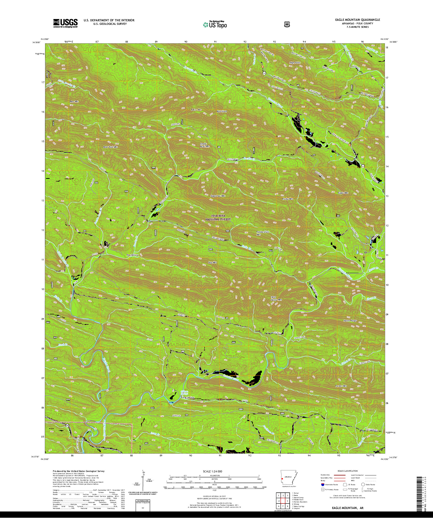 USGS US TOPO 7.5-MINUTE MAP FOR EAGLE MOUNTAIN, AR 2020