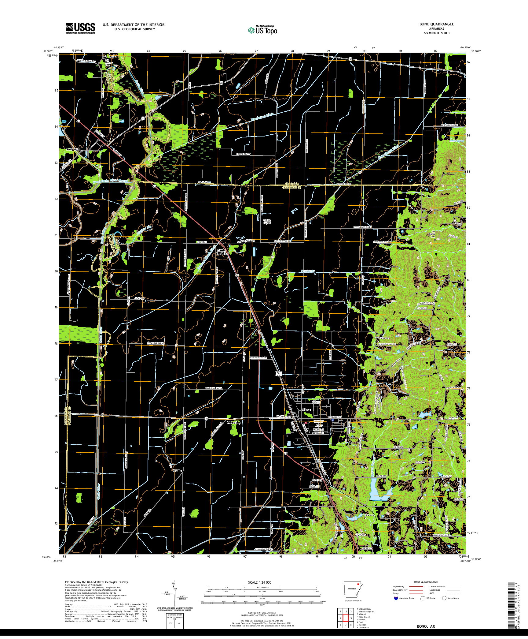 USGS US TOPO 7.5-MINUTE MAP FOR BONO, AR 2020