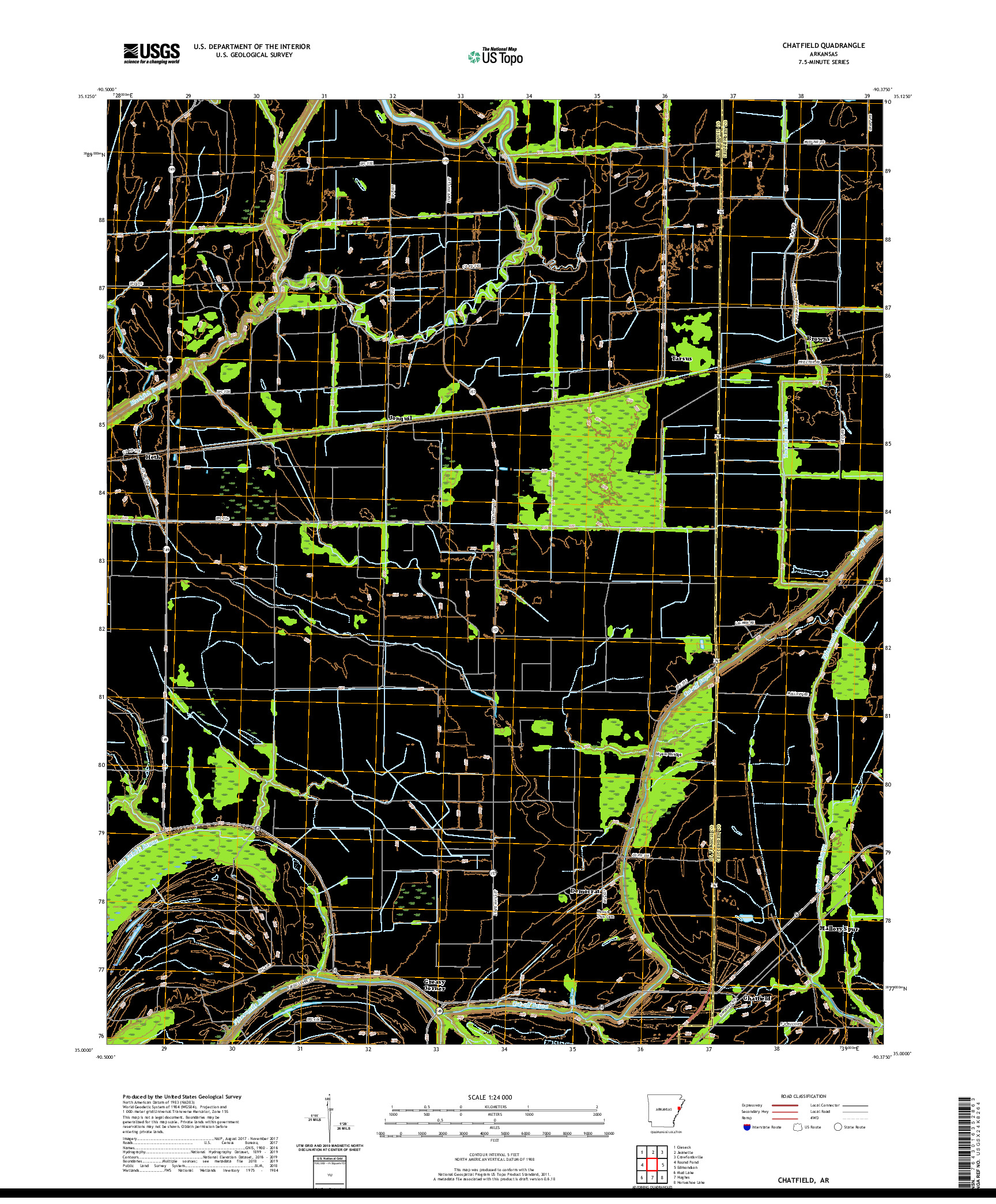 USGS US TOPO 7.5-MINUTE MAP FOR CHATFIELD, AR 2020