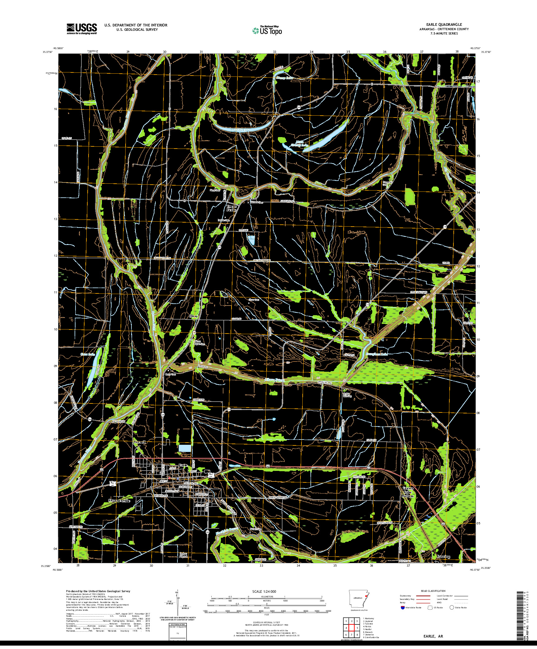 USGS US TOPO 7.5-MINUTE MAP FOR EARLE, AR 2020