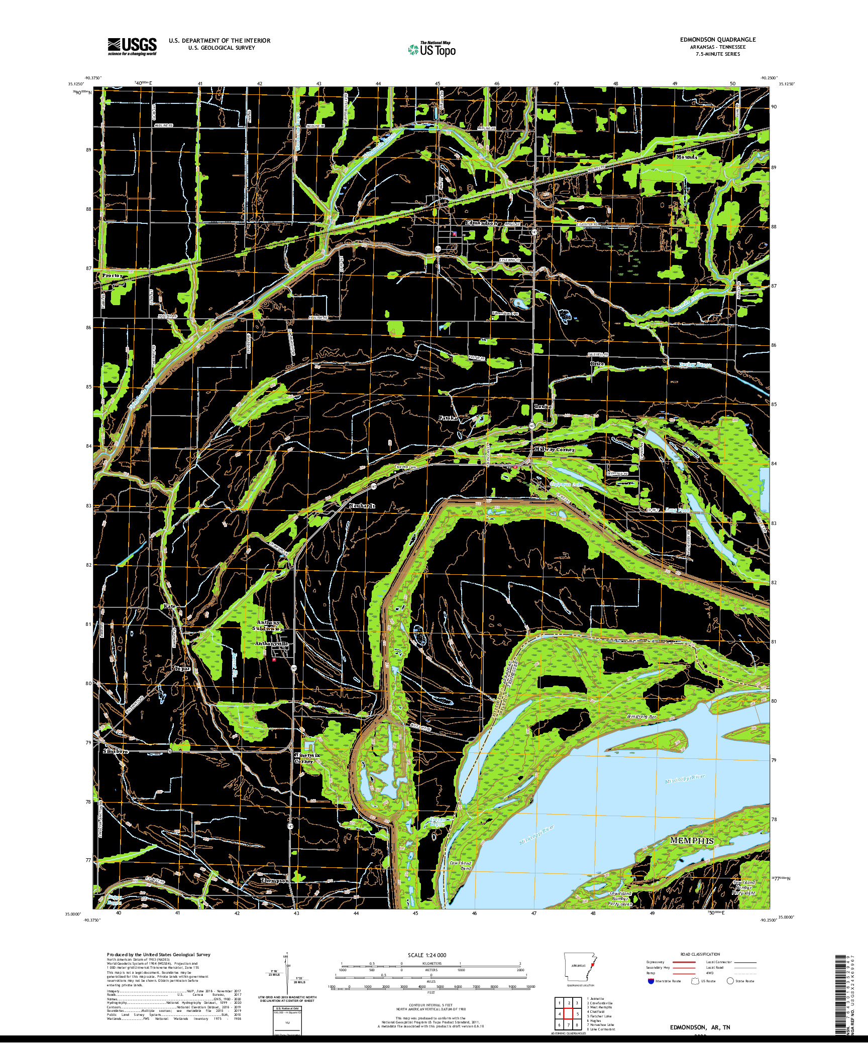 USGS US TOPO 7.5-MINUTE MAP FOR EDMONDSON, AR,TN 2020