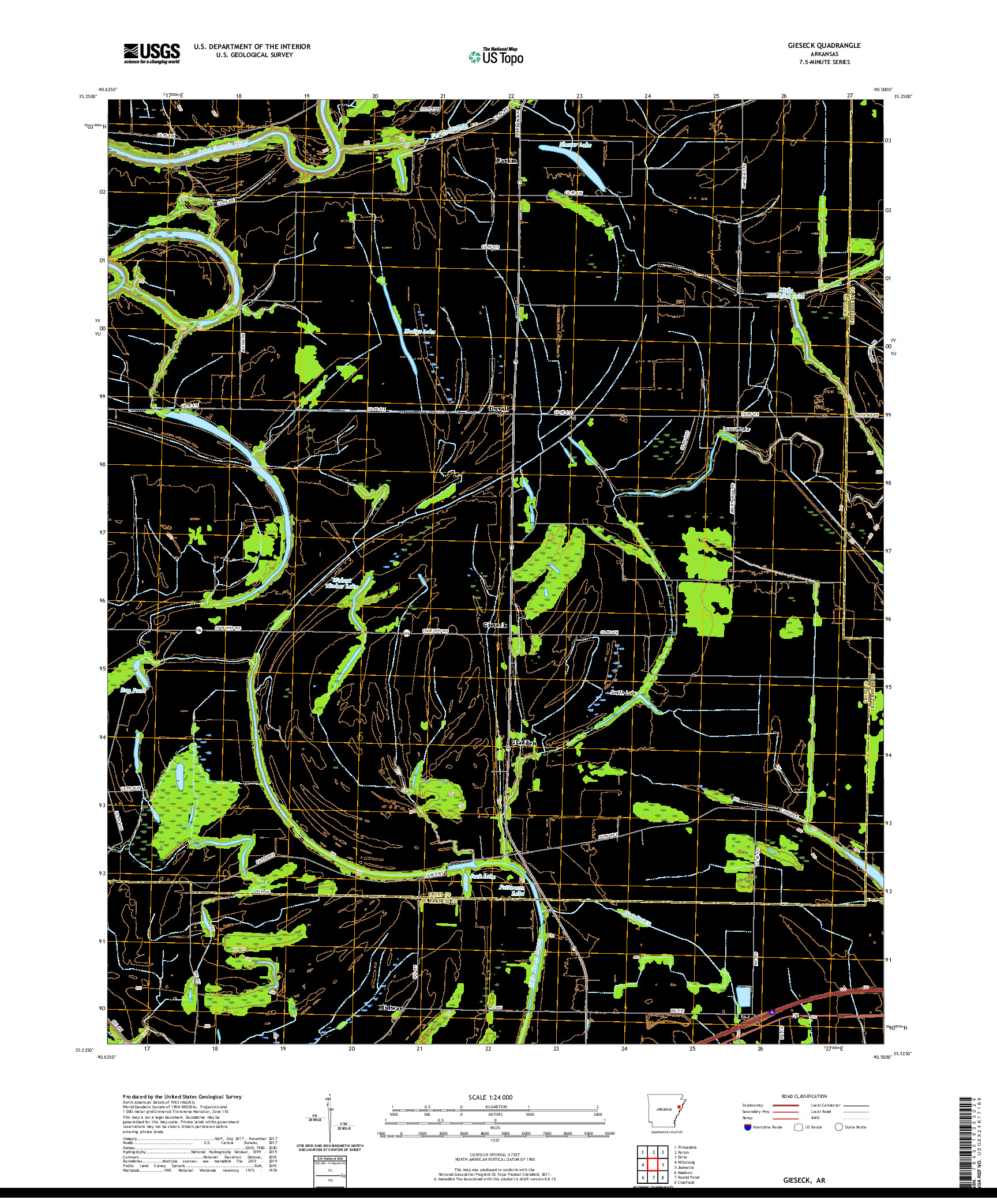 USGS US TOPO 7.5-MINUTE MAP FOR GIESECK, AR 2020