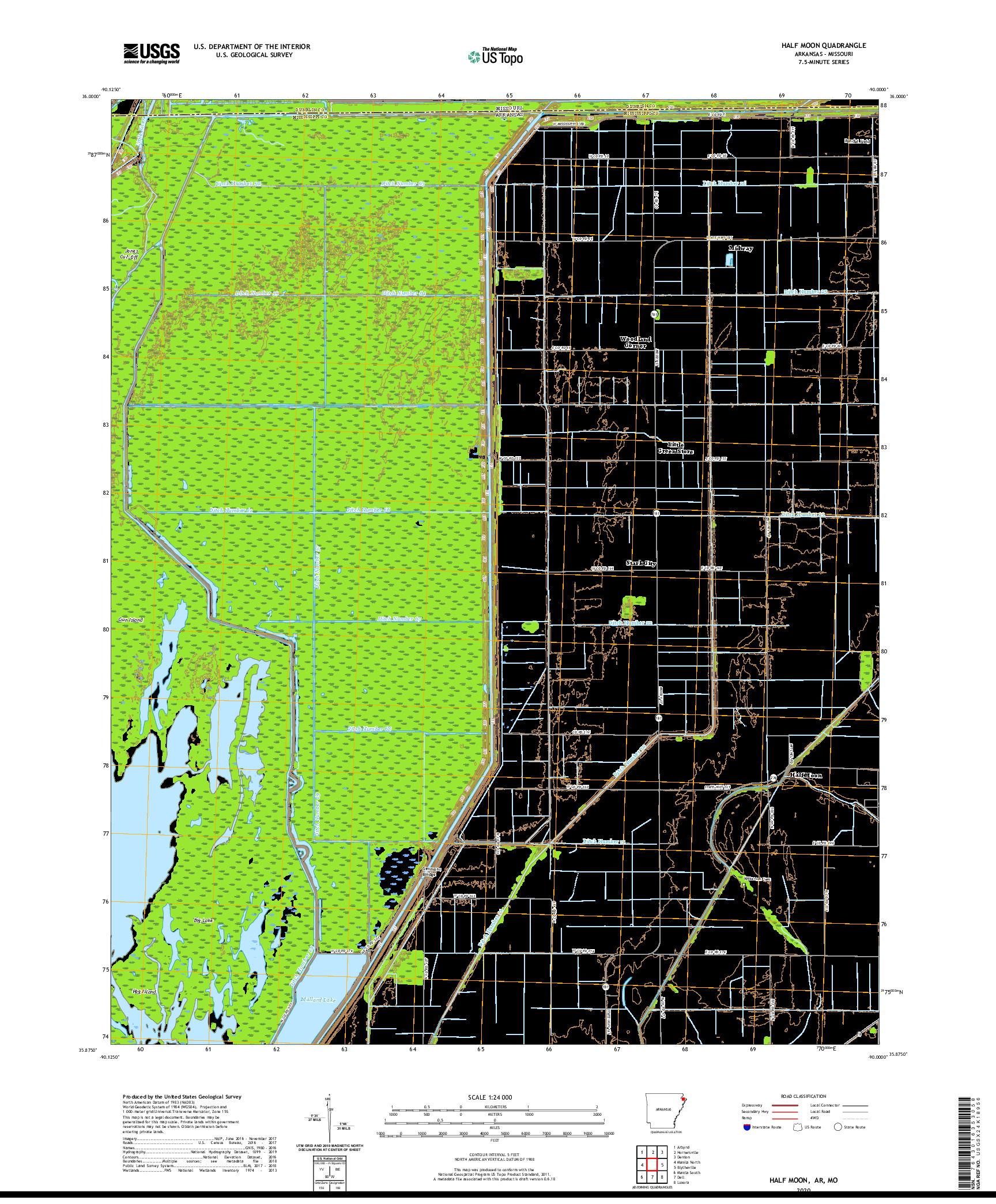 USGS US TOPO 7.5-MINUTE MAP FOR HALF MOON, AR,MO 2020