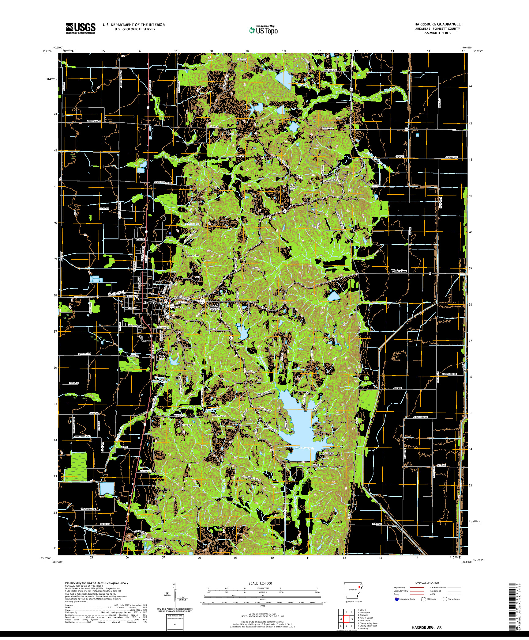 USGS US TOPO 7.5-MINUTE MAP FOR HARRISBURG, AR 2020