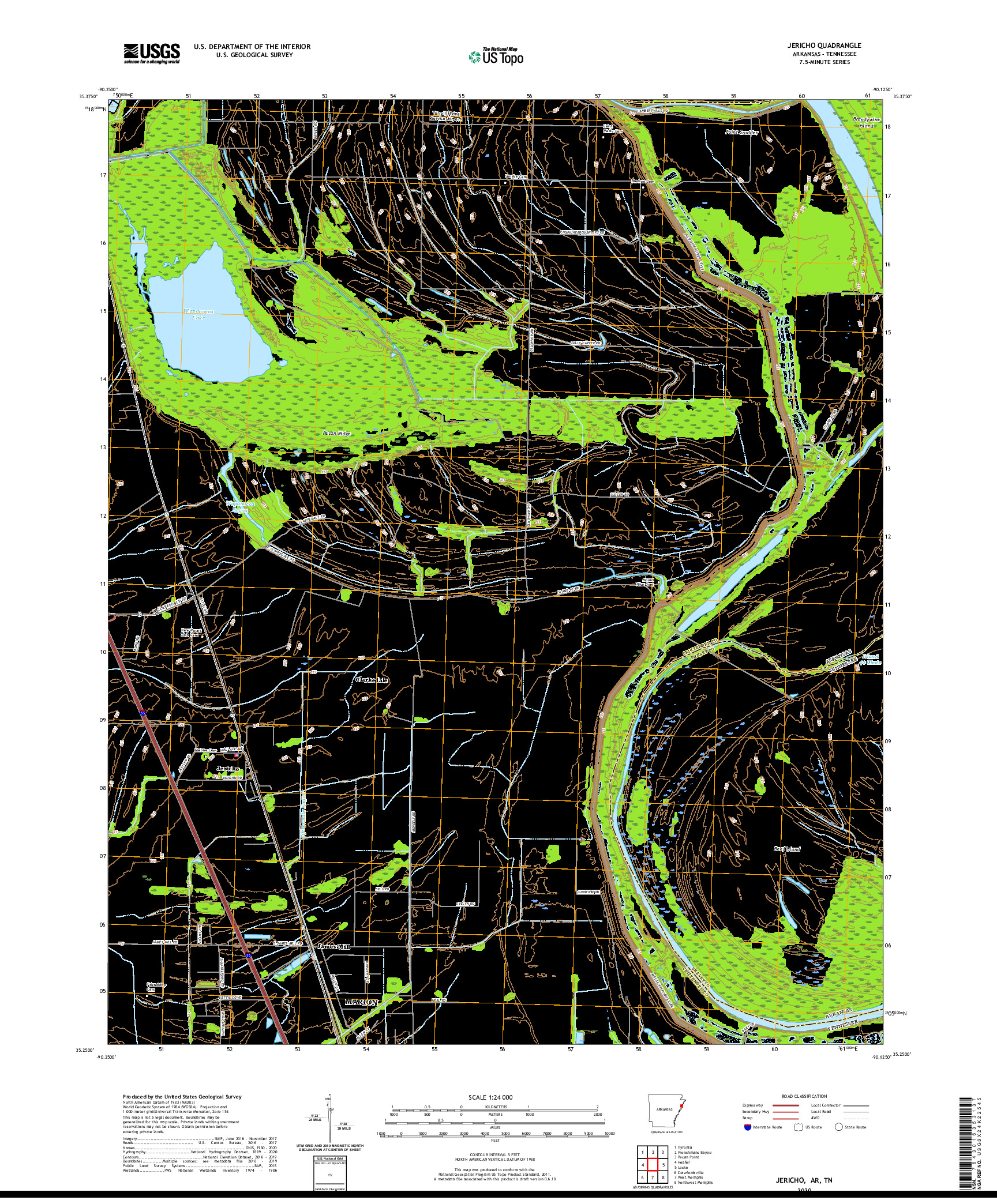 USGS US TOPO 7.5-MINUTE MAP FOR JERICHO, AR,TN 2020