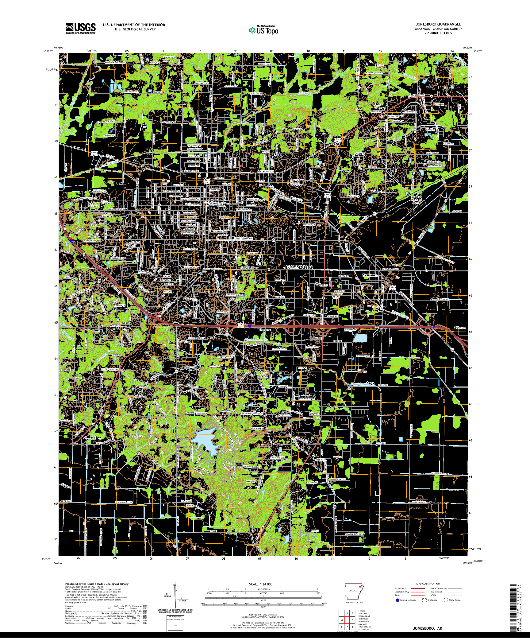 USGS US TOPO 7.5-MINUTE MAP FOR JONESBORO, AR 2020