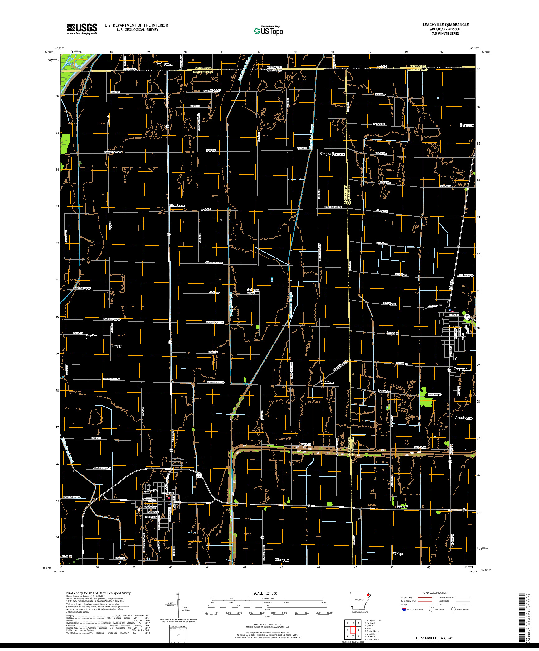 USGS US TOPO 7.5-MINUTE MAP FOR LEACHVILLE, AR,MO 2020