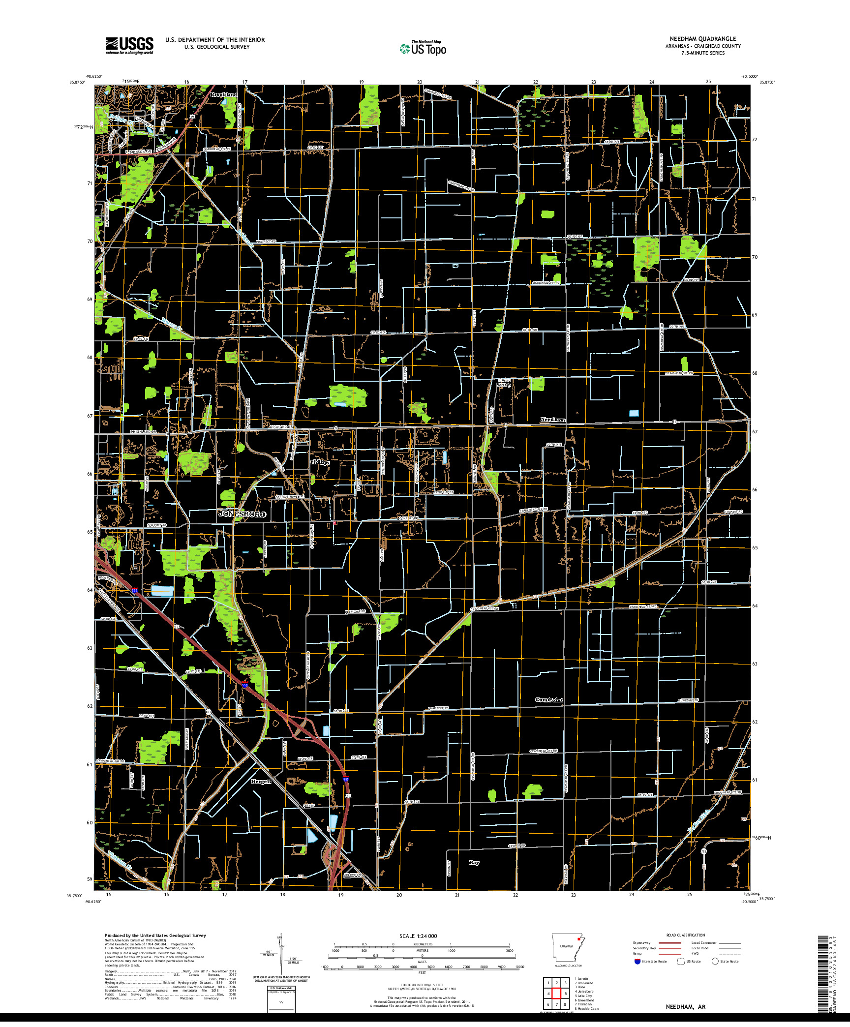 USGS US TOPO 7.5-MINUTE MAP FOR NEEDHAM, AR 2020