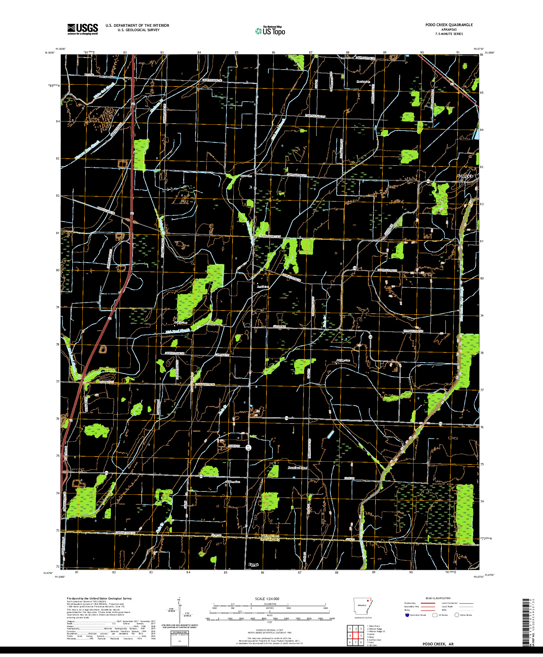 USGS US TOPO 7.5-MINUTE MAP FOR PODO CREEK, AR 2020