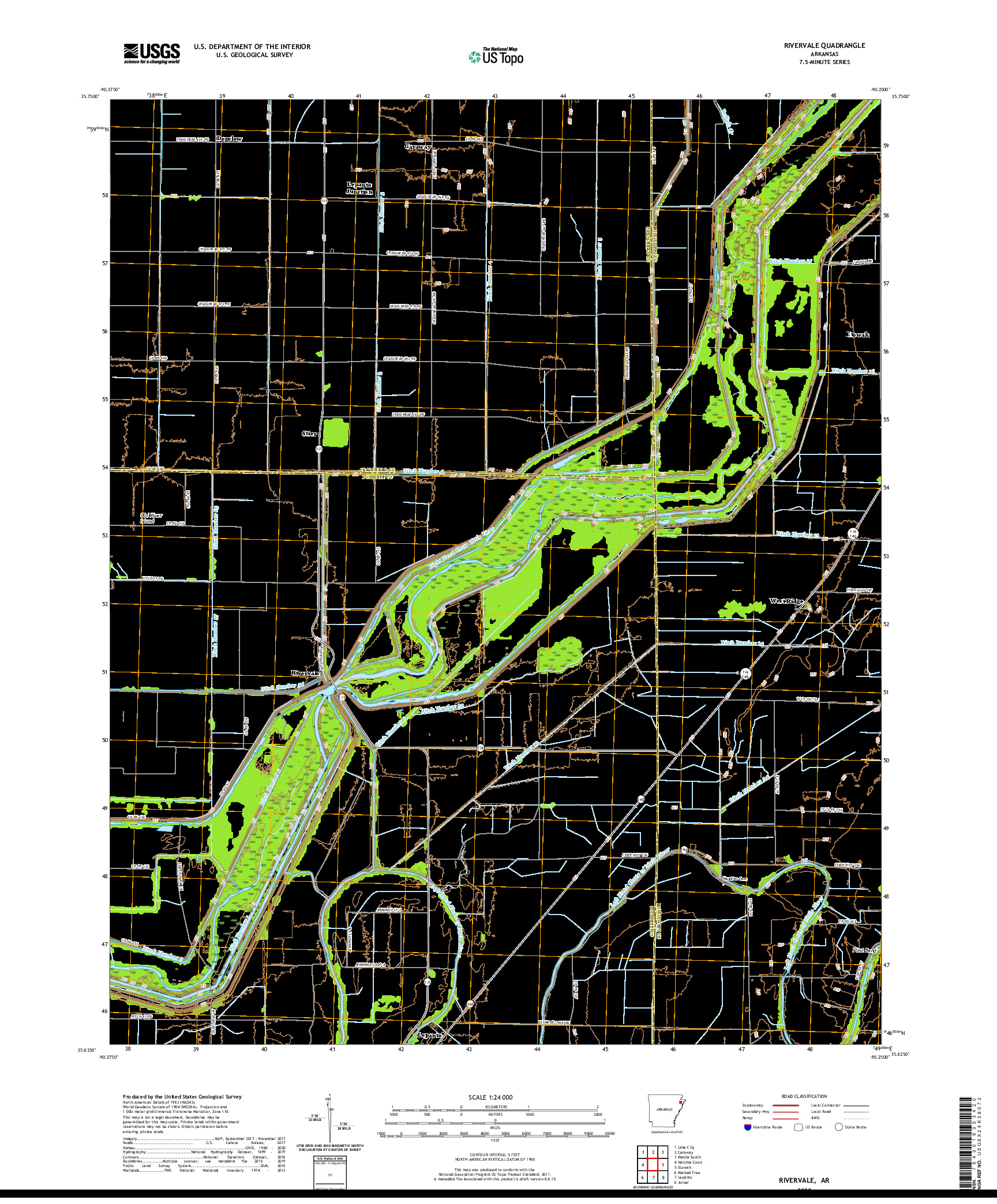 USGS US TOPO 7.5-MINUTE MAP FOR RIVERVALE, AR 2020