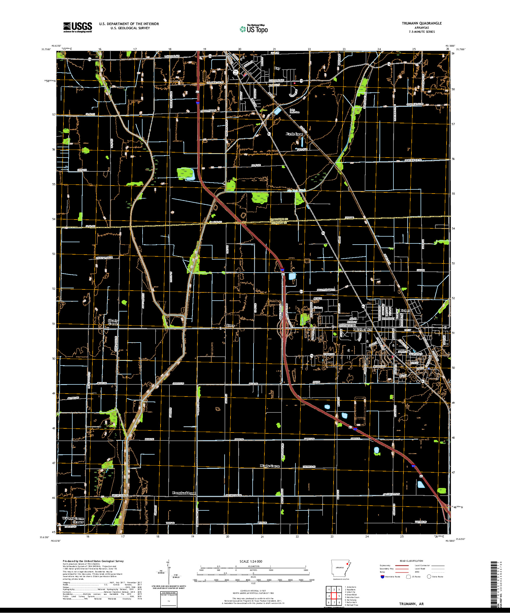 USGS US TOPO 7.5-MINUTE MAP FOR TRUMANN, AR 2020