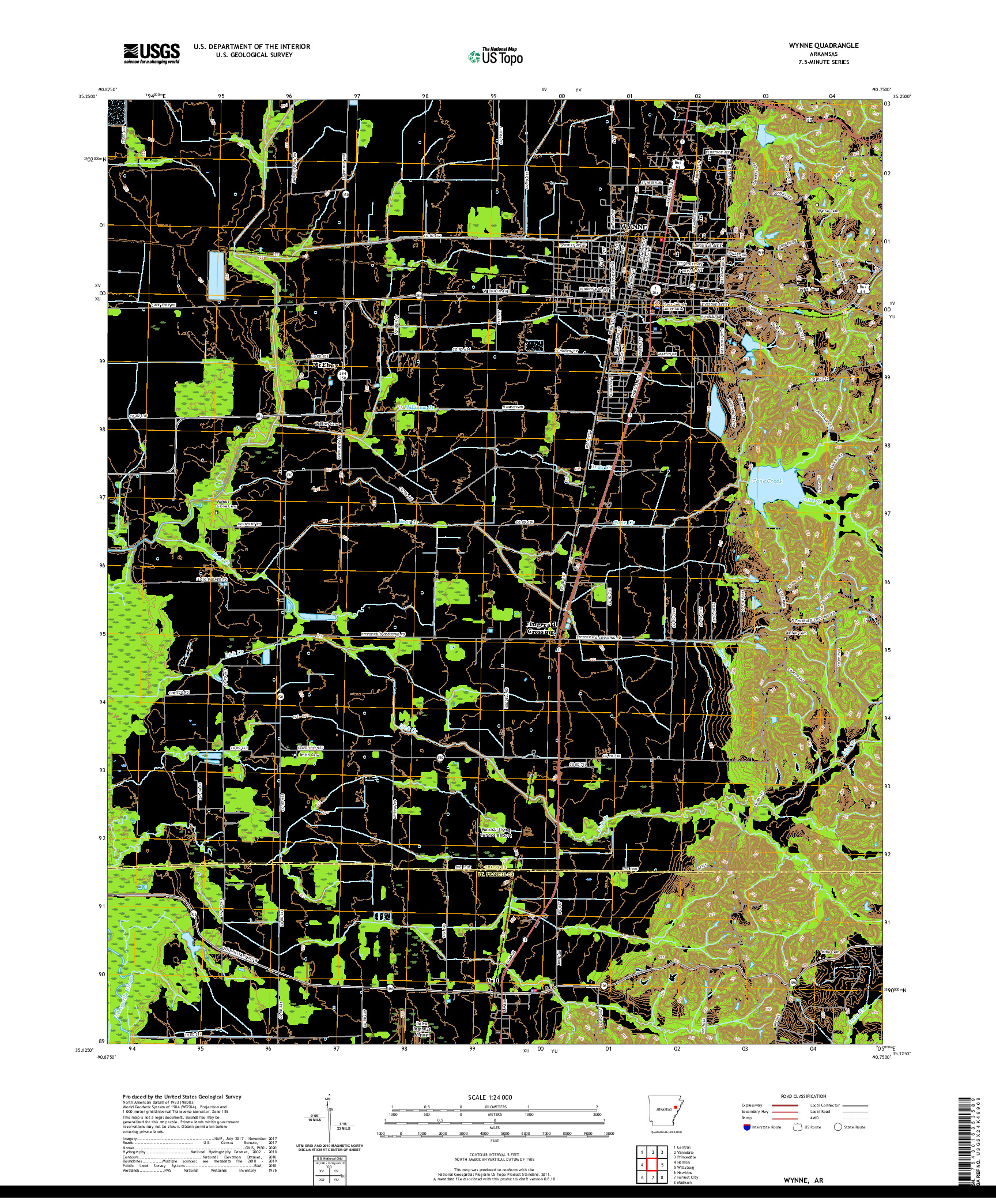 USGS US TOPO 7.5-MINUTE MAP FOR WYNNE, AR 2020