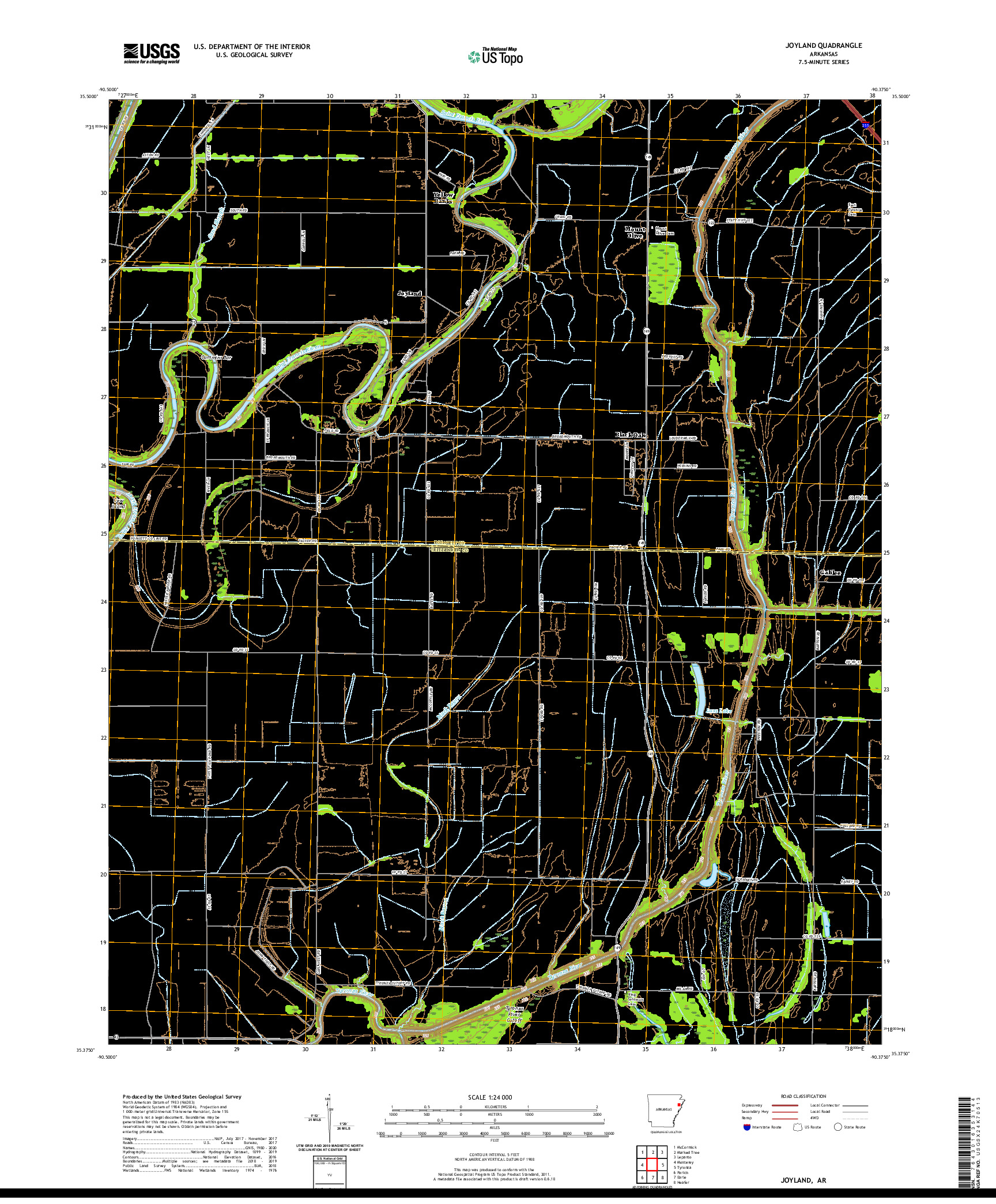 USGS US TOPO 7.5-MINUTE MAP FOR JOYLAND, AR 2020