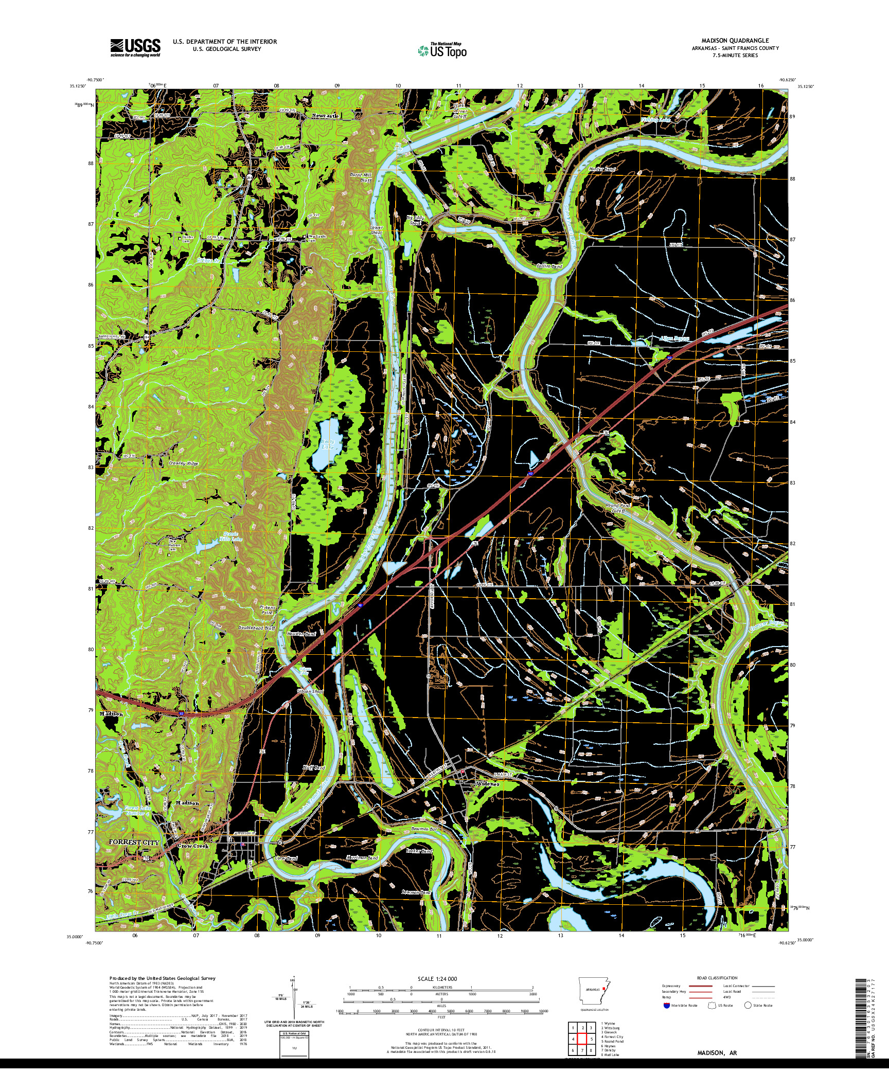 USGS US TOPO 7.5-MINUTE MAP FOR MADISON, AR 2020