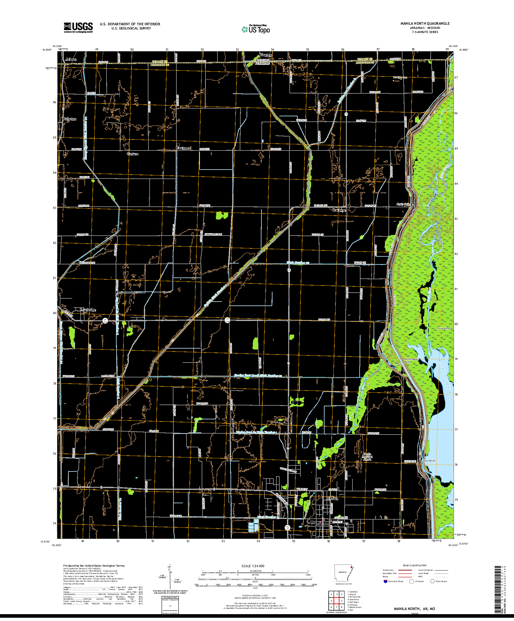 USGS US TOPO 7.5-MINUTE MAP FOR MANILA NORTH, AR,MO 2020