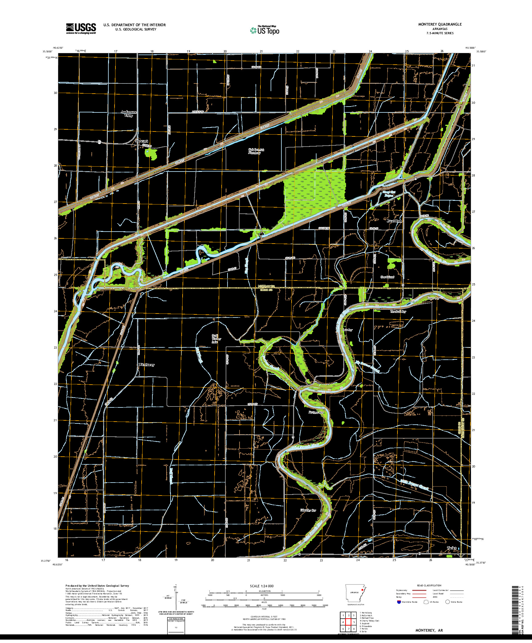 USGS US TOPO 7.5-MINUTE MAP FOR MONTEREY, AR 2020