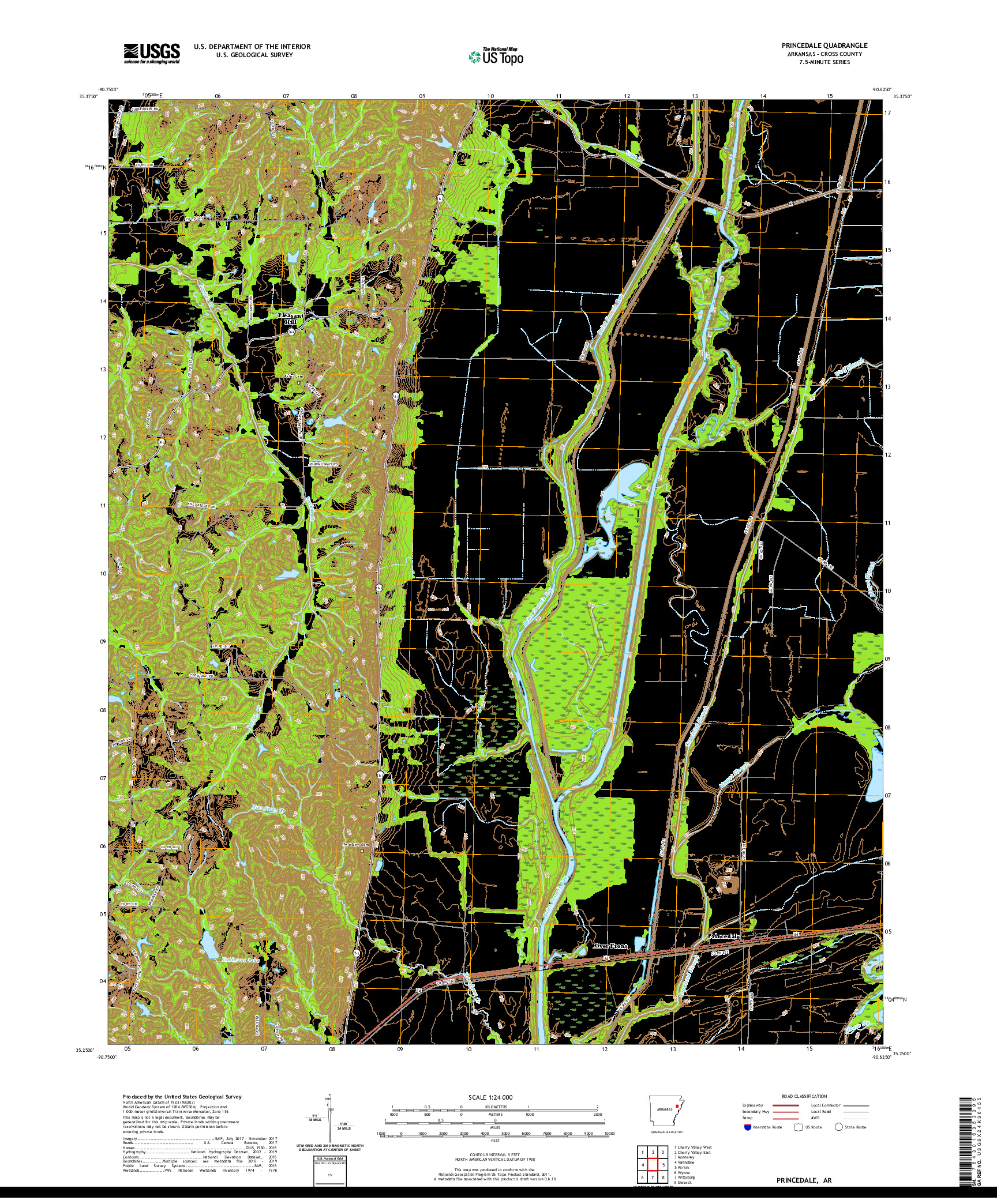 USGS US TOPO 7.5-MINUTE MAP FOR PRINCEDALE, AR 2020