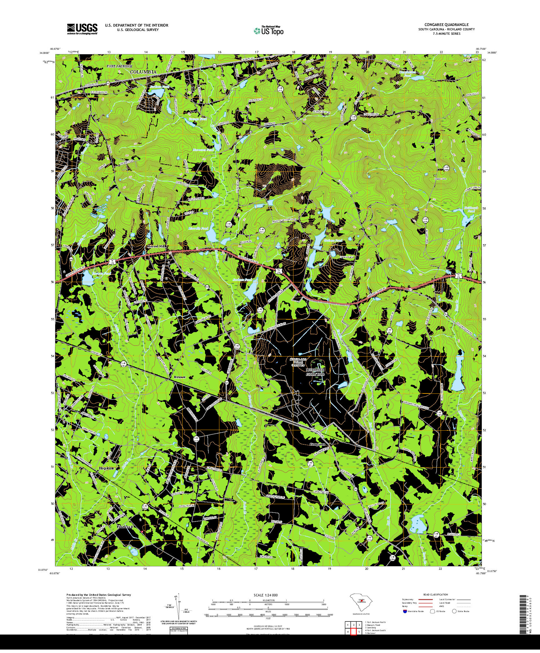 USGS US TOPO 7.5-MINUTE MAP FOR CONGAREE, SC 2020