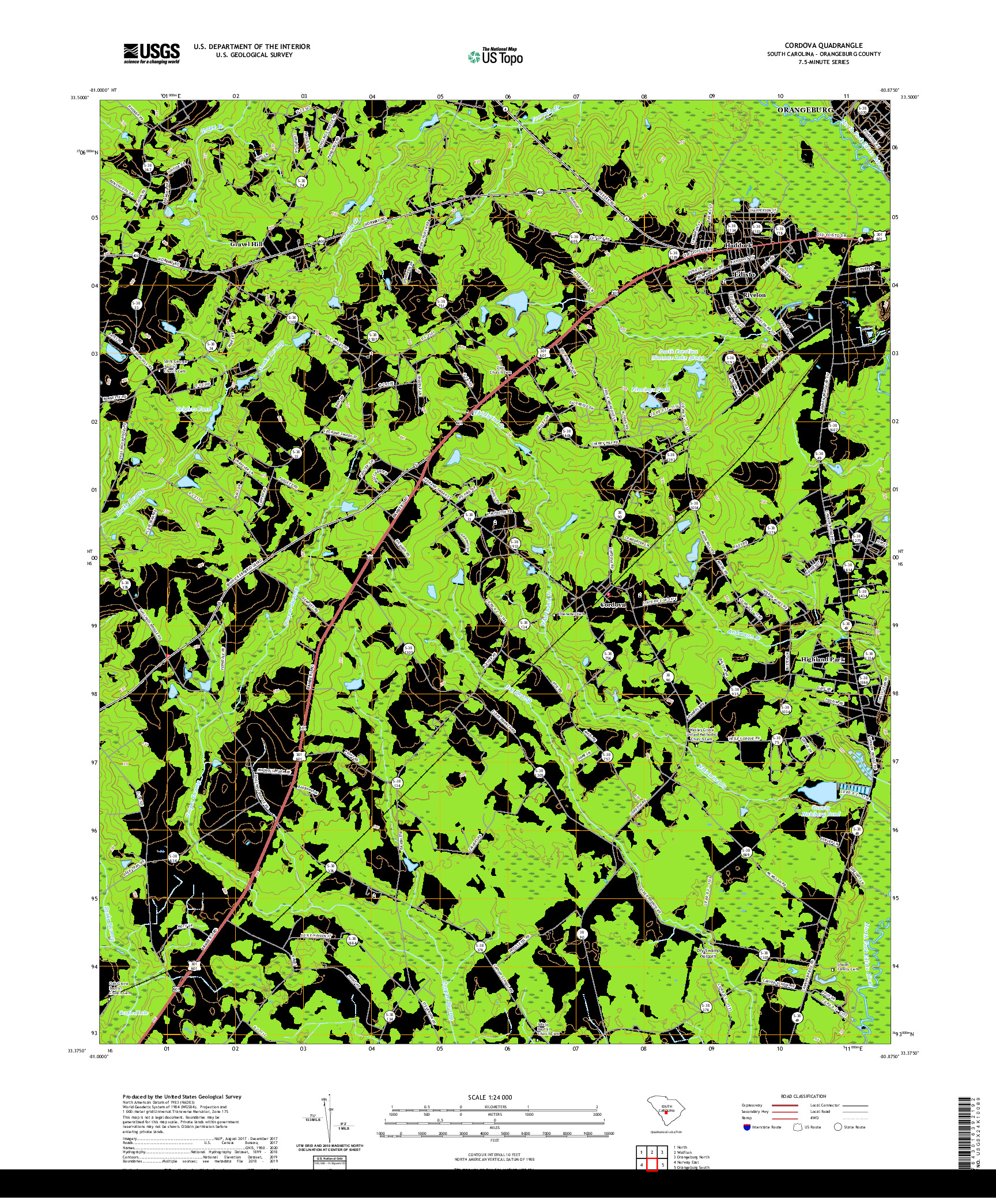 USGS US TOPO 7.5-MINUTE MAP FOR CORDOVA, SC 2020