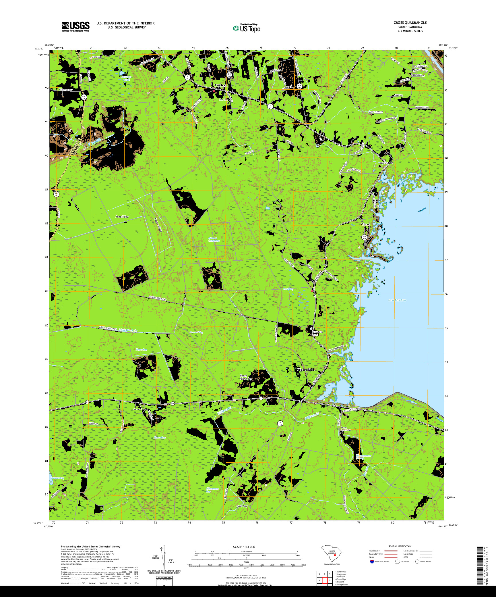 USGS US TOPO 7.5-MINUTE MAP FOR CROSS, SC 2020
