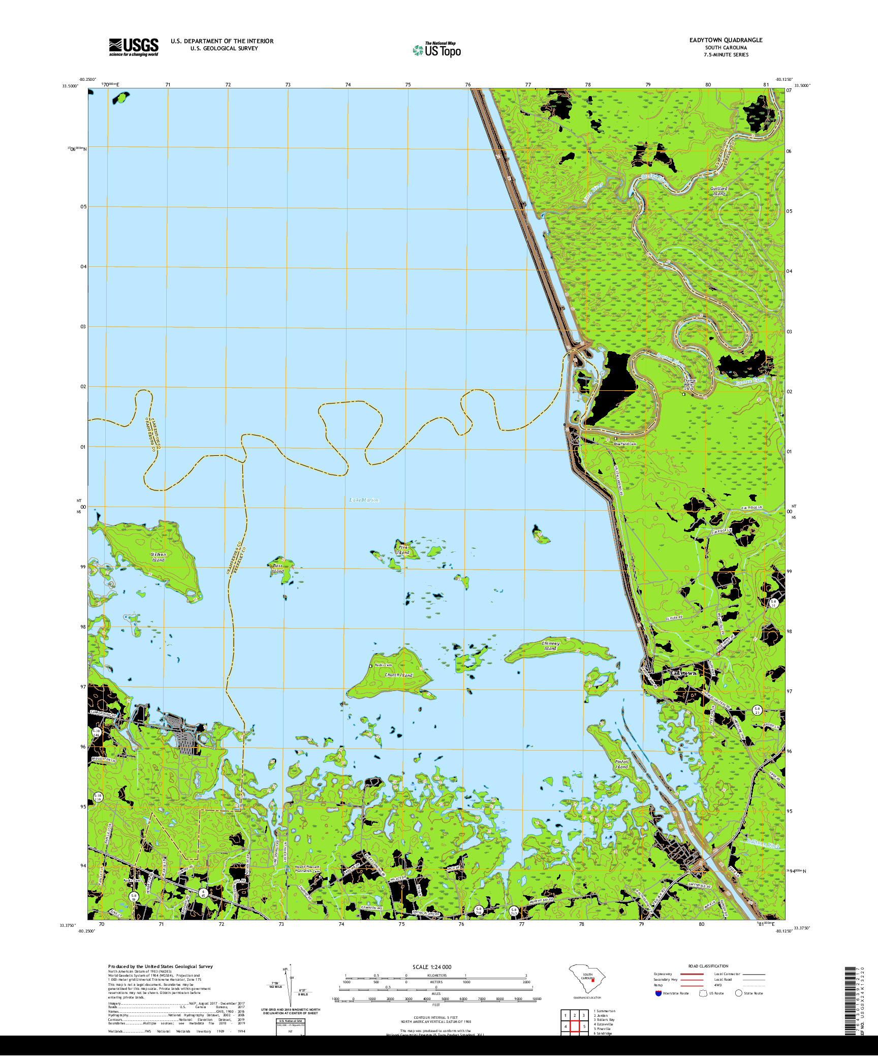 USGS US TOPO 7.5-MINUTE MAP FOR EADYTOWN, SC 2020