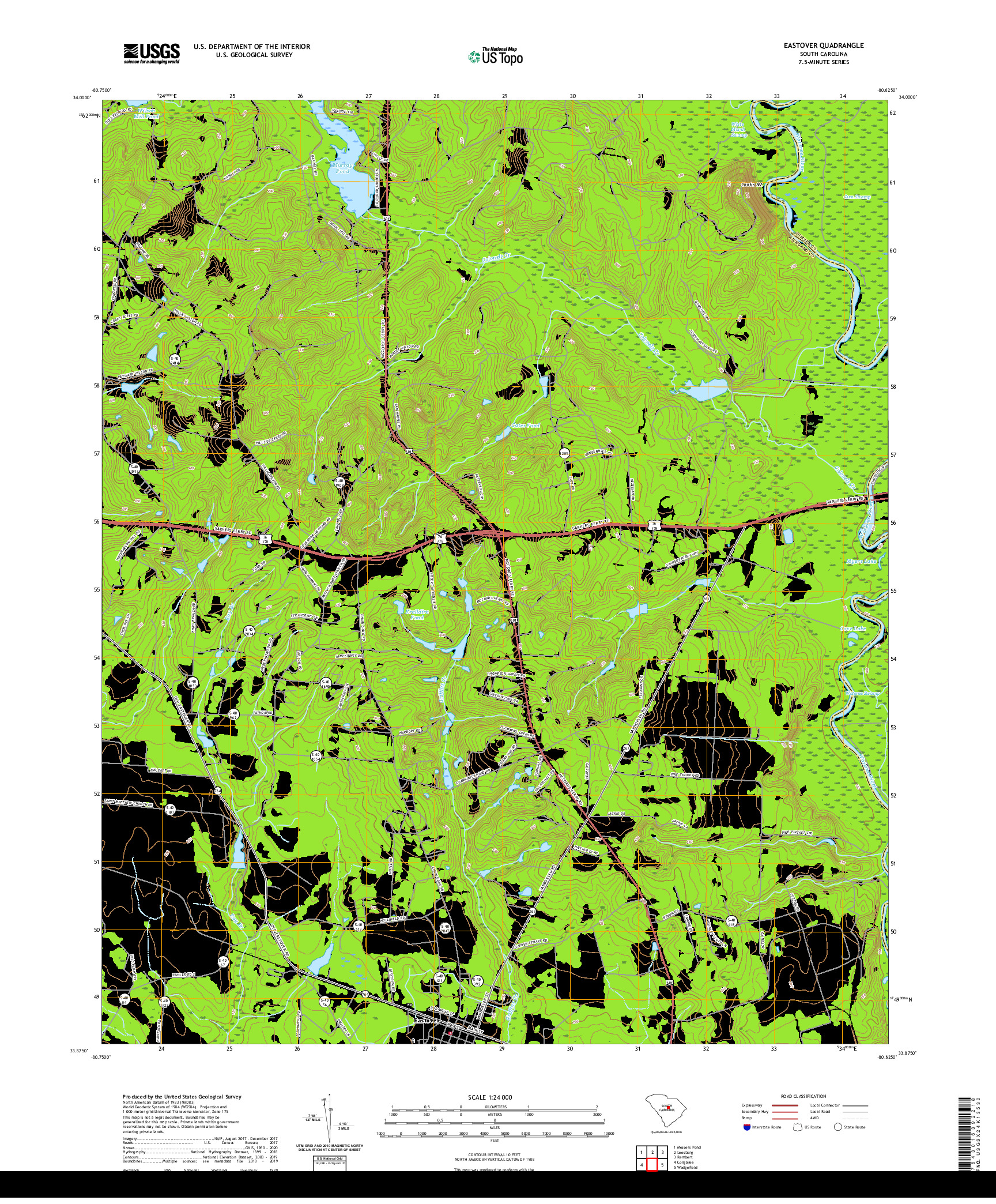 USGS US TOPO 7.5-MINUTE MAP FOR EASTOVER, SC 2020