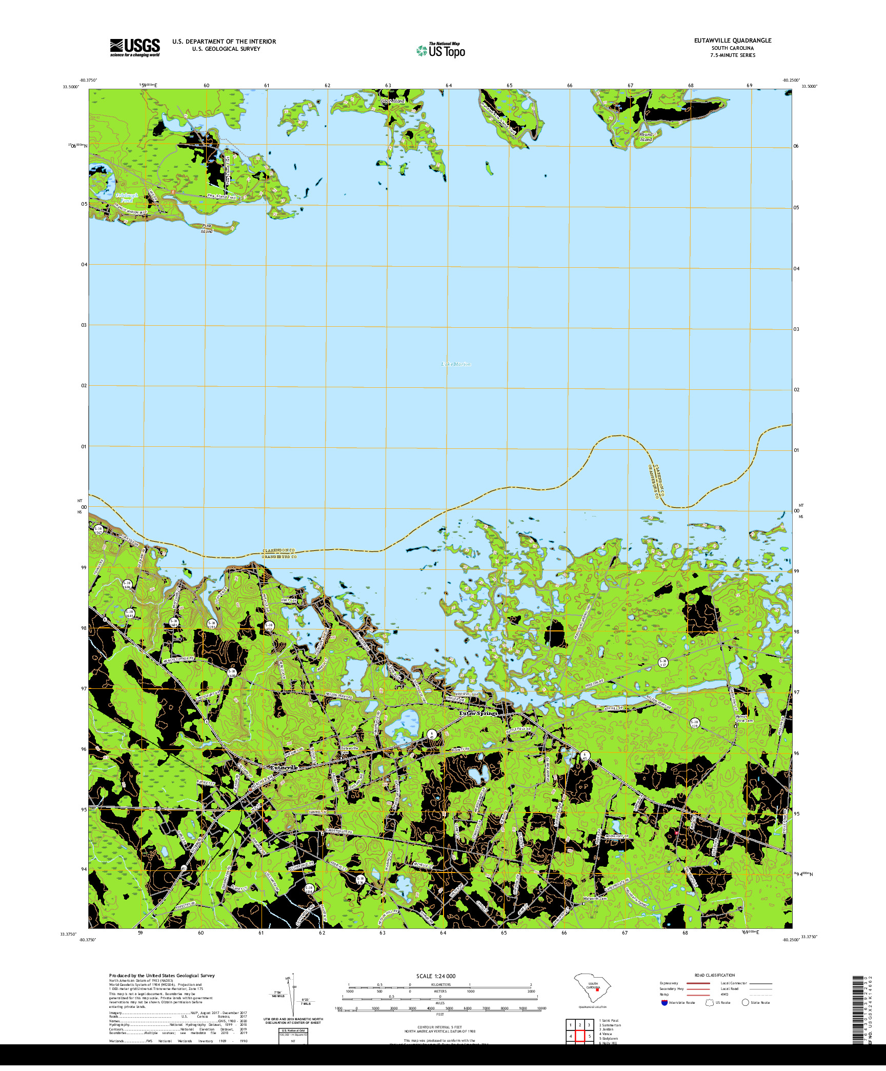 USGS US TOPO 7.5-MINUTE MAP FOR EUTAWVILLE, SC 2020
