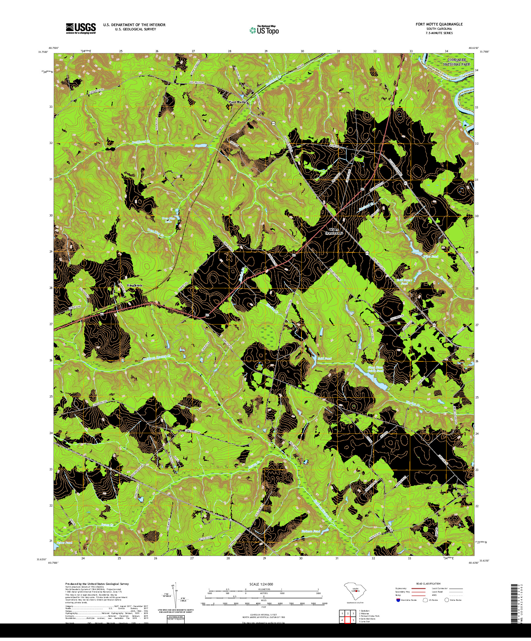 USGS US TOPO 7.5-MINUTE MAP FOR FORT MOTTE, SC 2020