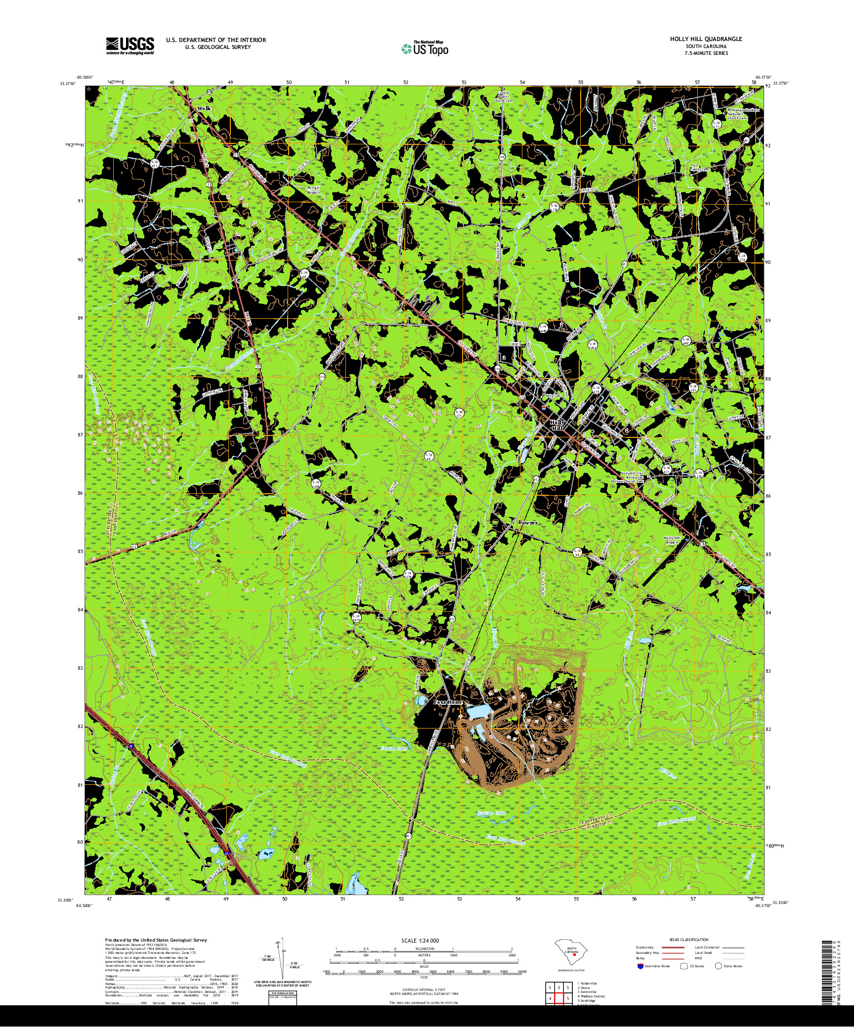 USGS US TOPO 7.5-MINUTE MAP FOR HOLLY HILL, SC 2020