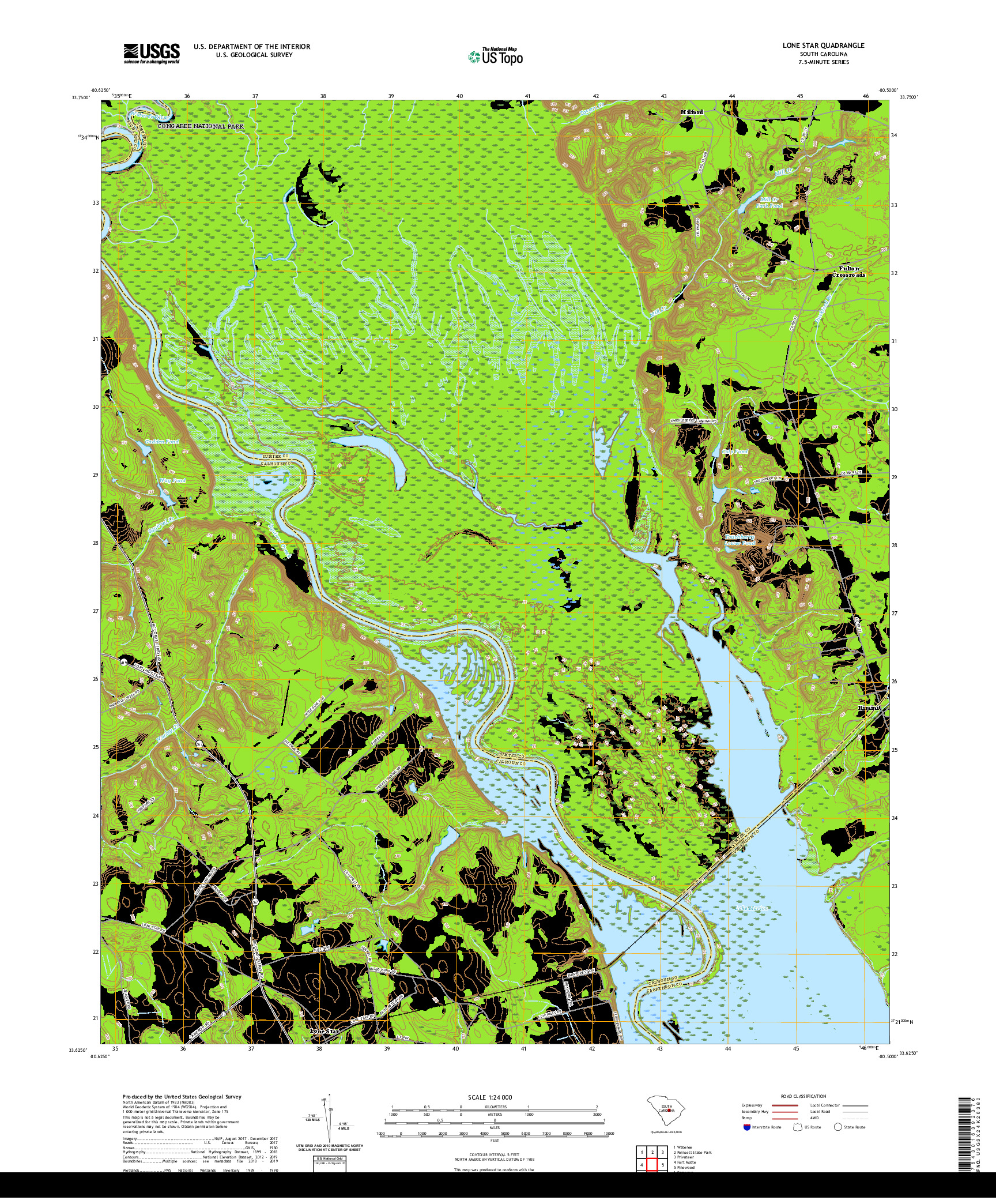 USGS US TOPO 7.5-MINUTE MAP FOR LONE STAR, SC 2020