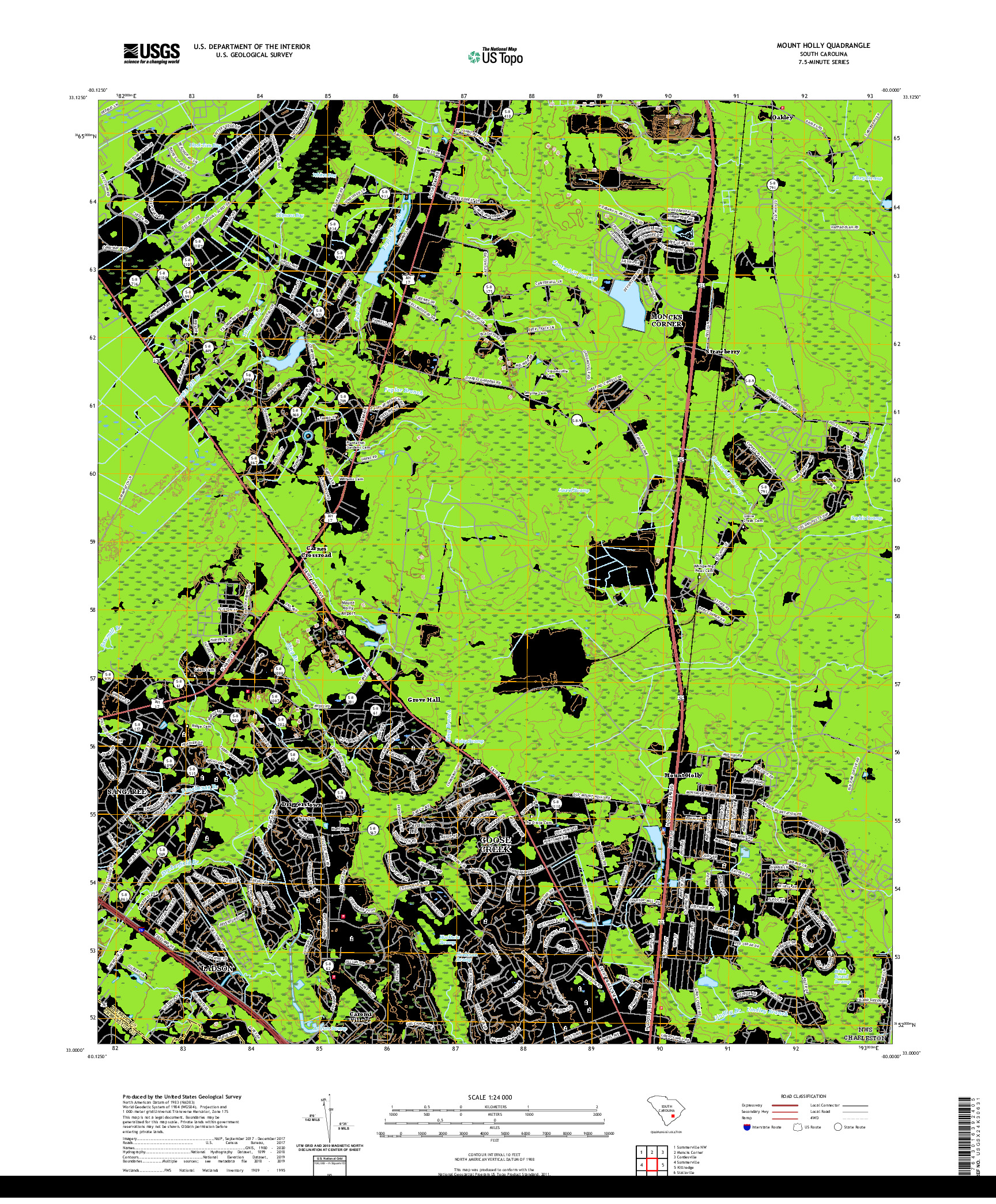 USGS US TOPO 7.5-MINUTE MAP FOR MOUNT HOLLY, SC 2020