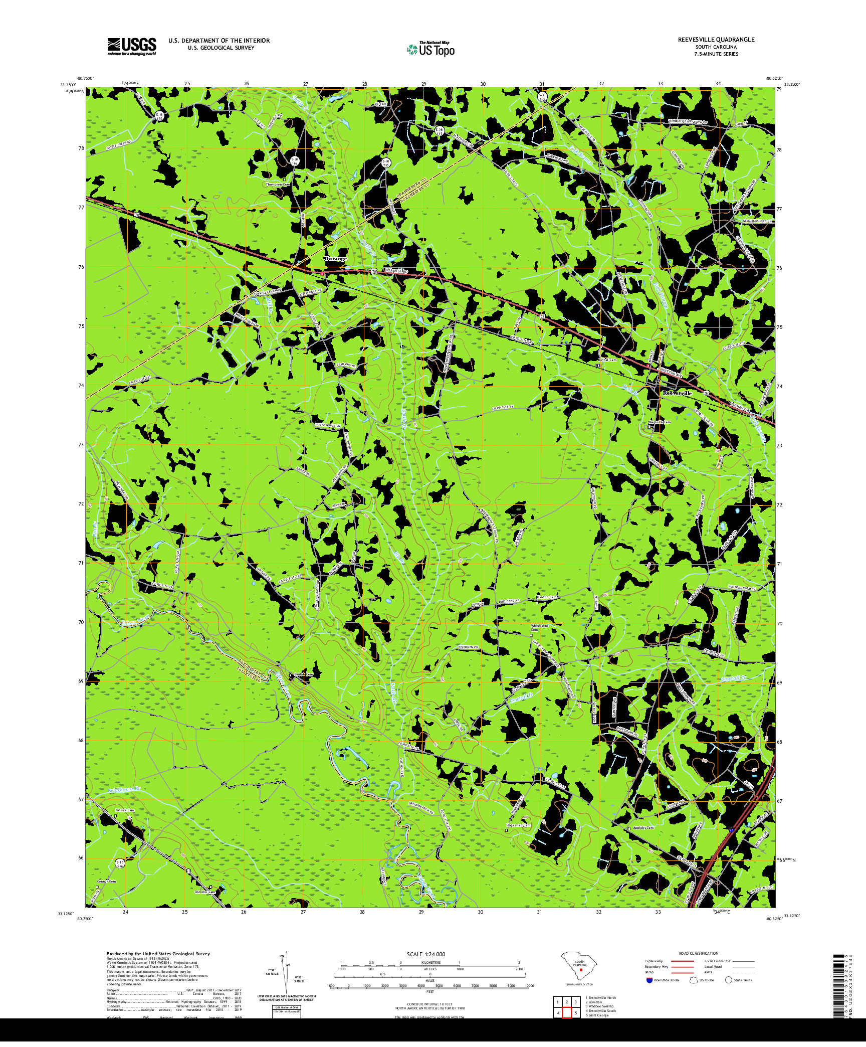 USGS US TOPO 7.5-MINUTE MAP FOR REEVESVILLE, SC 2020