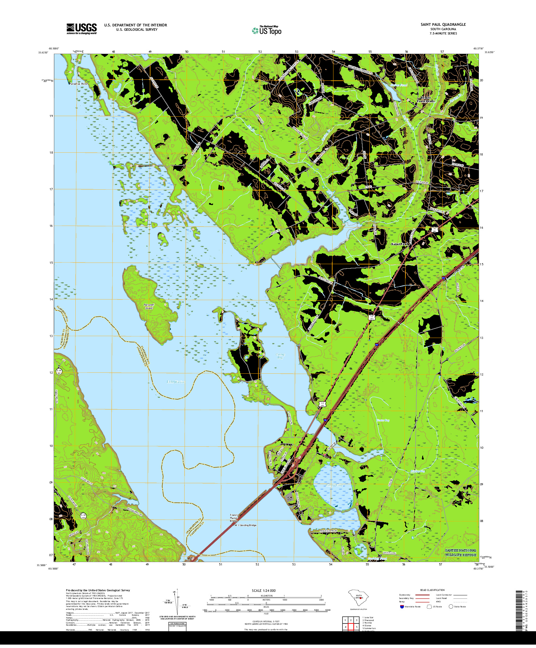 USGS US TOPO 7.5-MINUTE MAP FOR SAINT PAUL, SC 2020
