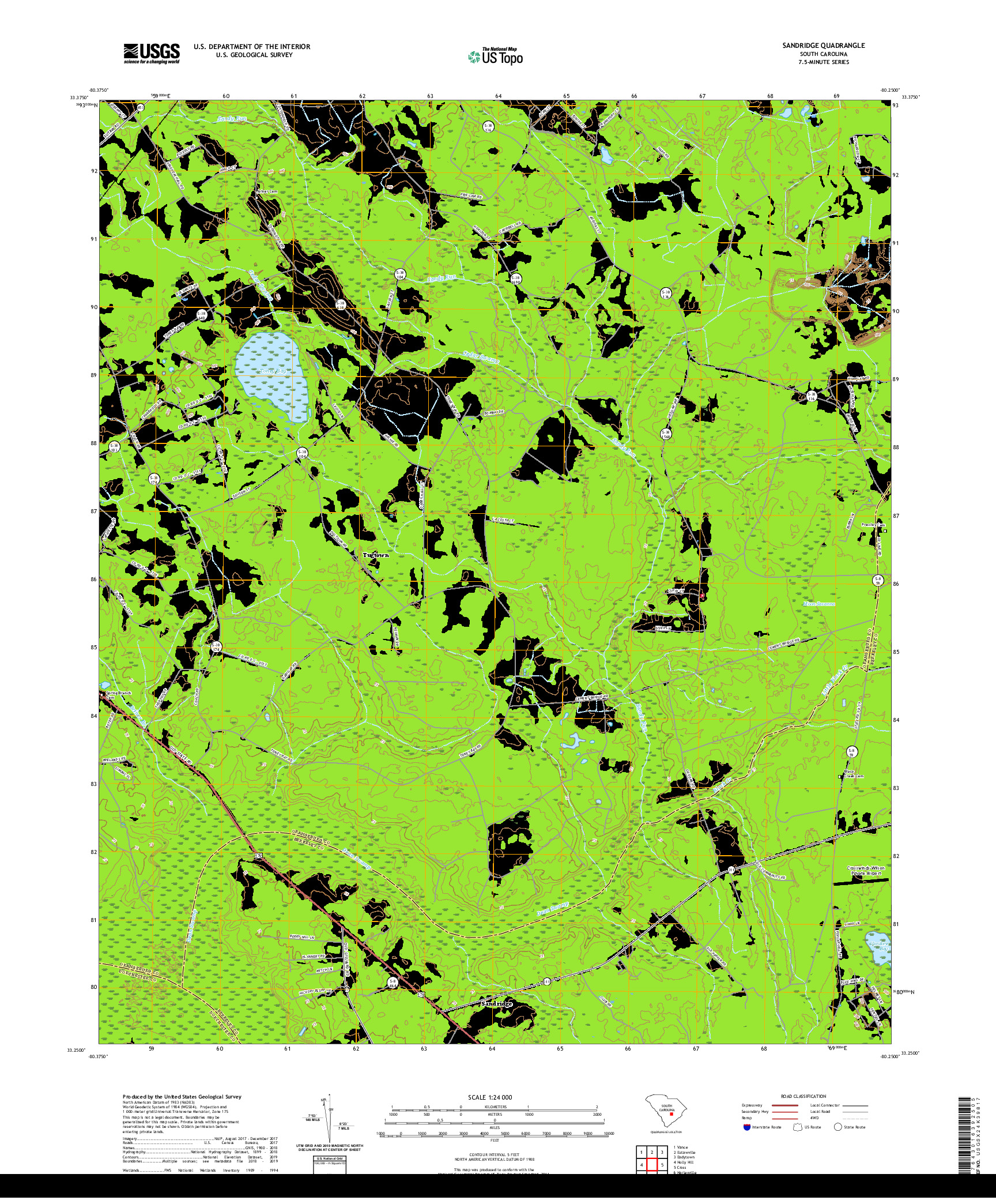 USGS US TOPO 7.5-MINUTE MAP FOR SANDRIDGE, SC 2020