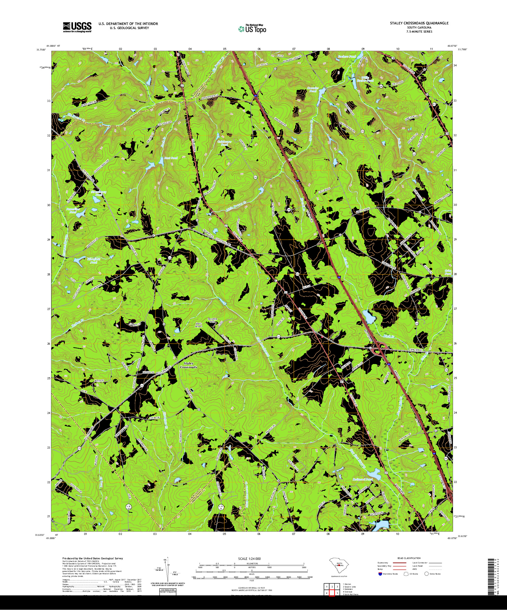 USGS US TOPO 7.5-MINUTE MAP FOR STALEY CROSSROADS, SC 2020