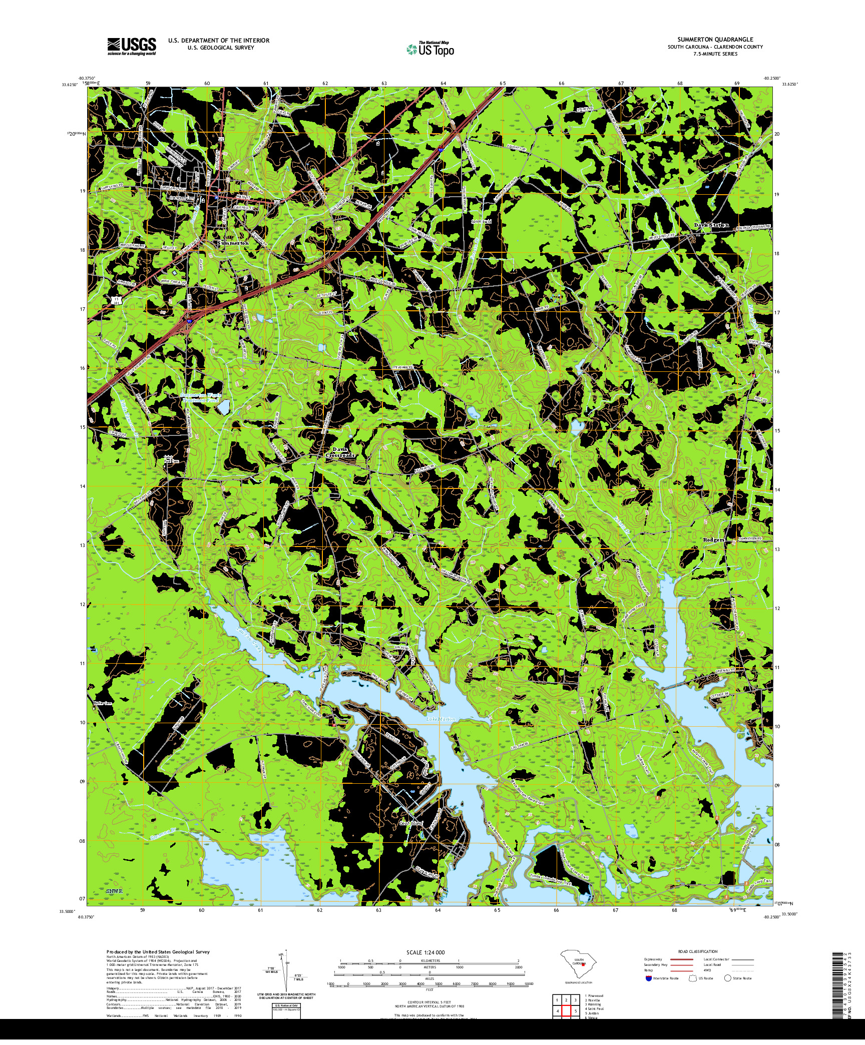 USGS US TOPO 7.5-MINUTE MAP FOR SUMMERTON, SC 2020