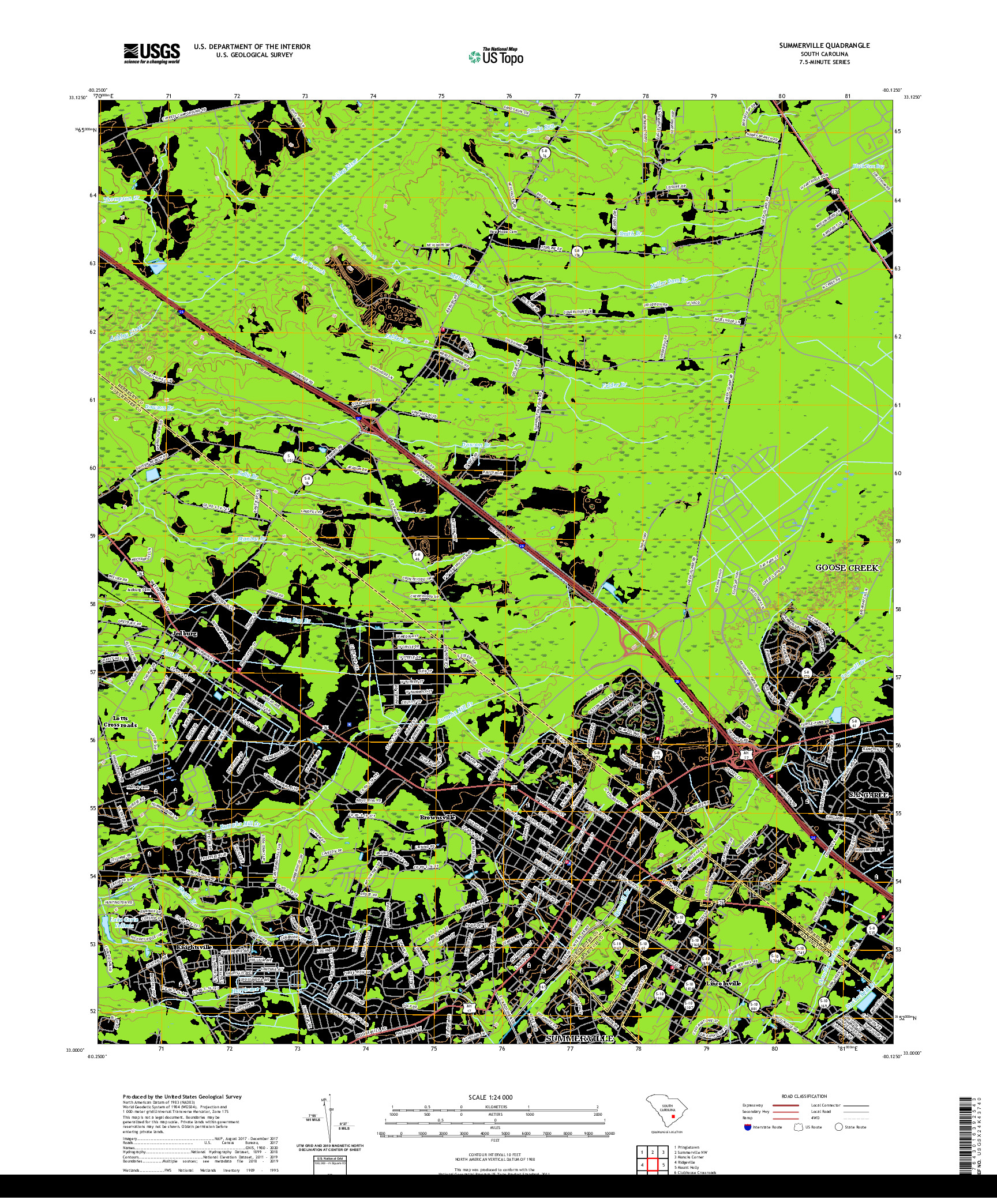 USGS US TOPO 7.5-MINUTE MAP FOR SUMMERVILLE, SC 2020