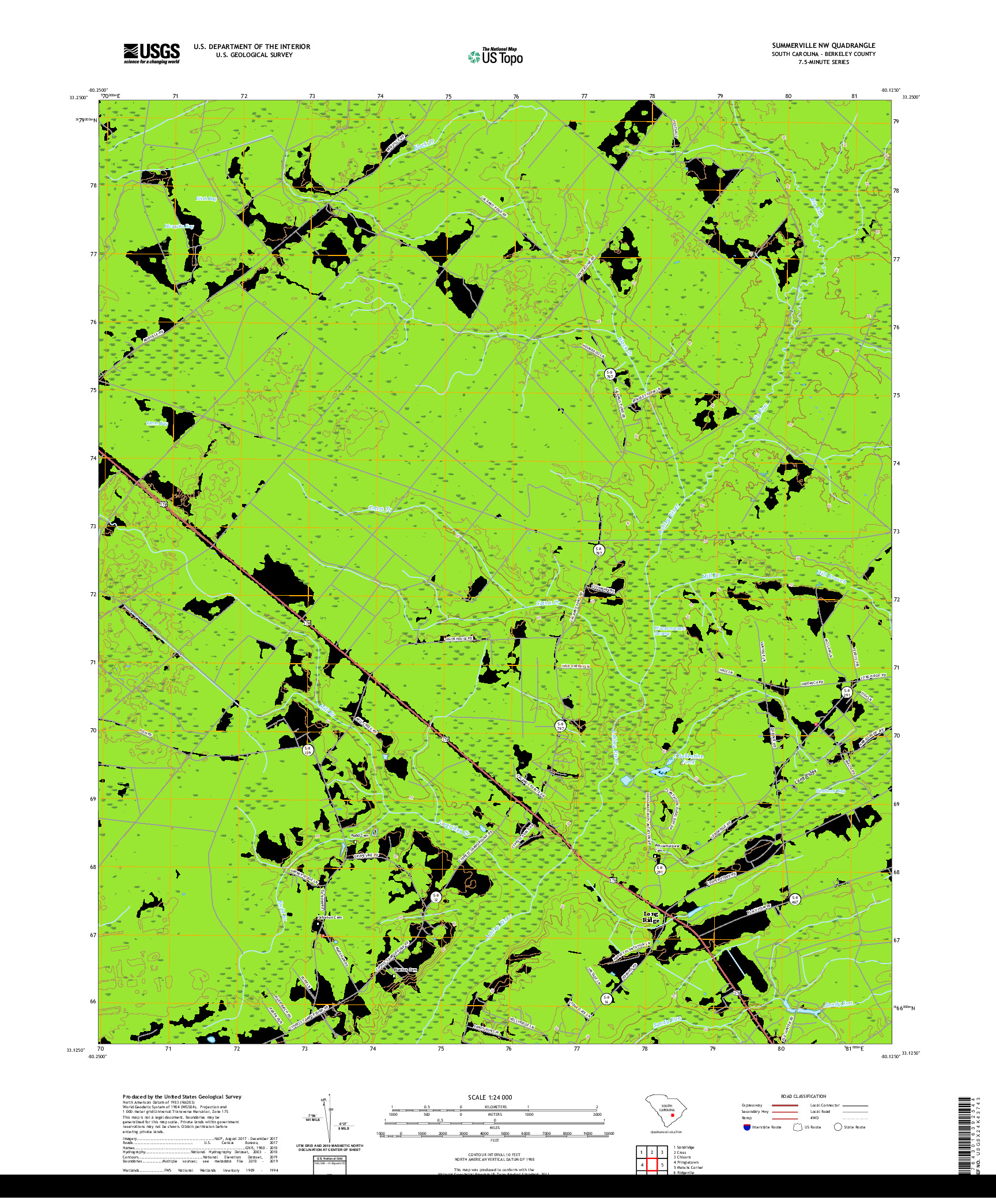 USGS US TOPO 7.5-MINUTE MAP FOR SUMMERVILLE NW, SC 2020