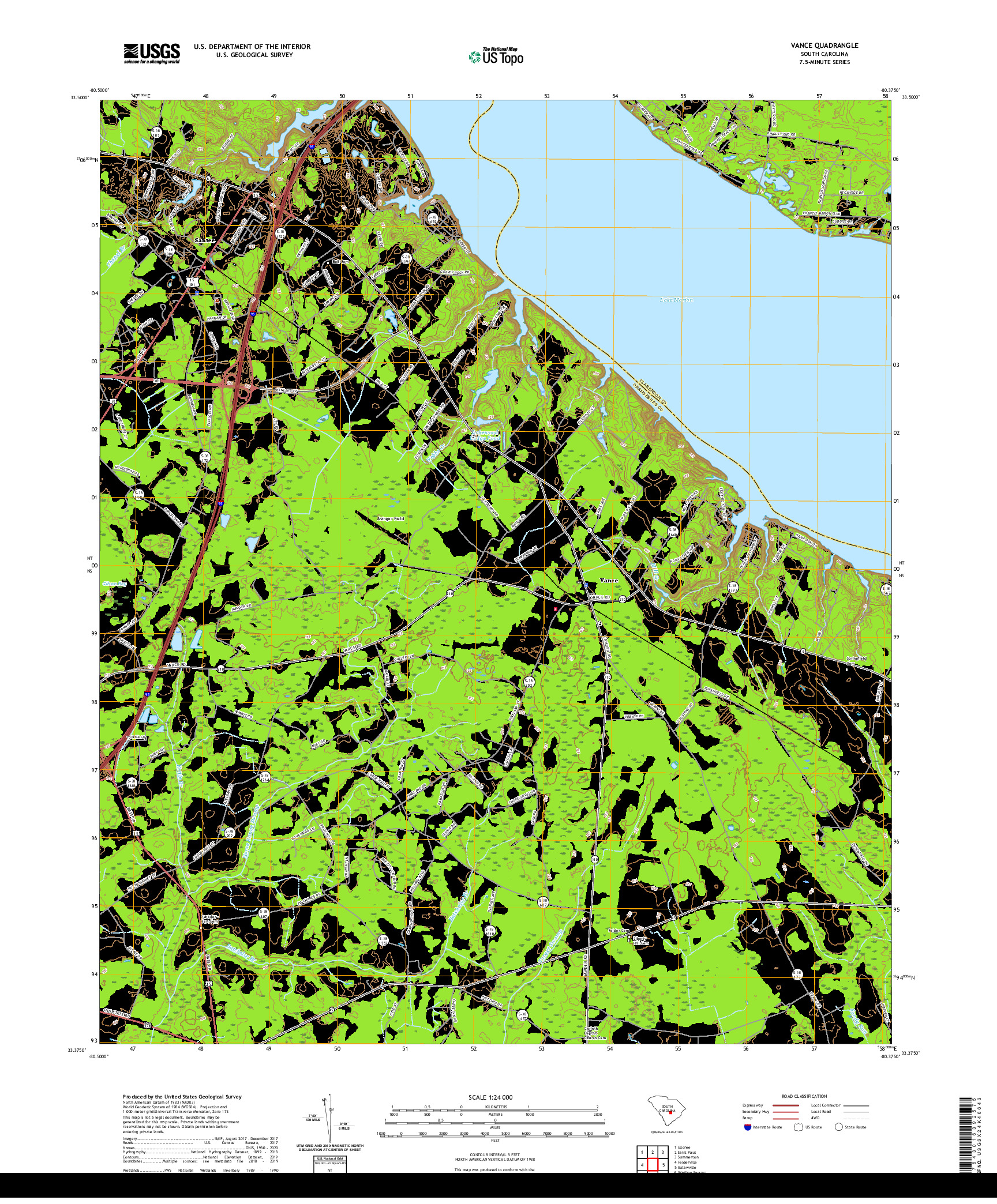 USGS US TOPO 7.5-MINUTE MAP FOR VANCE, SC 2020