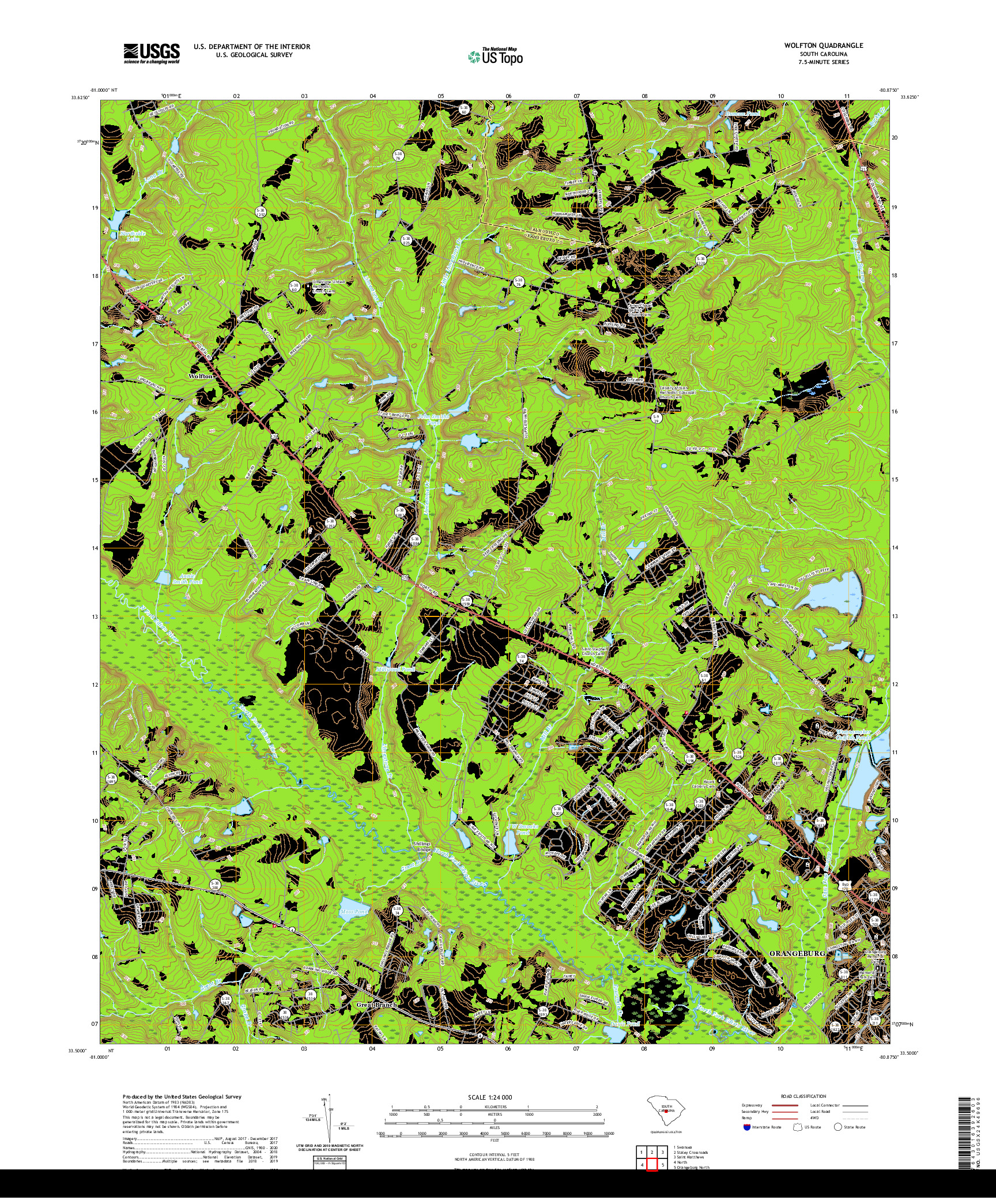 USGS US TOPO 7.5-MINUTE MAP FOR WOLFTON, SC 2020