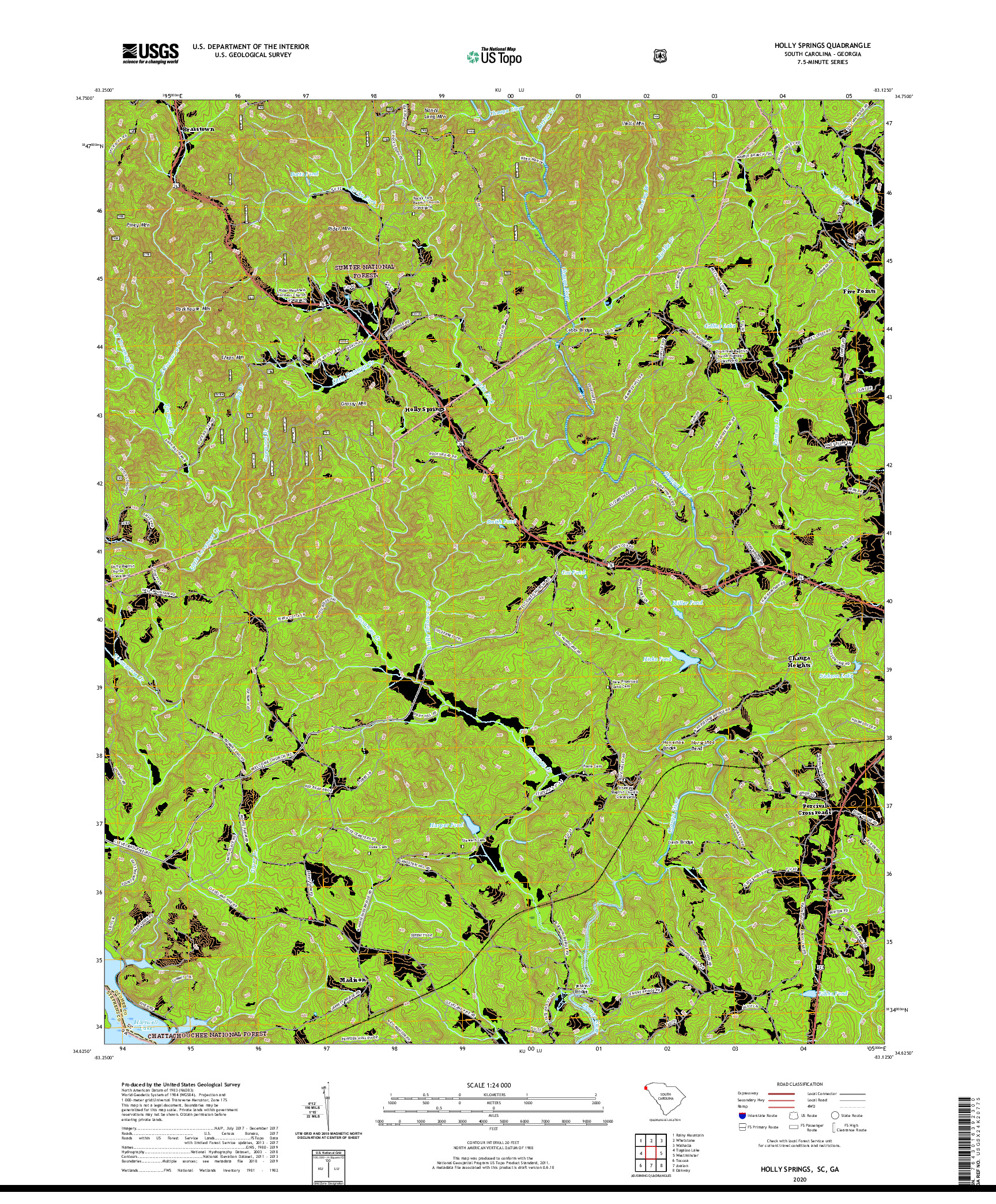 USGS US TOPO 7.5-MINUTE MAP FOR HOLLY SPRINGS, SC,GA 2020