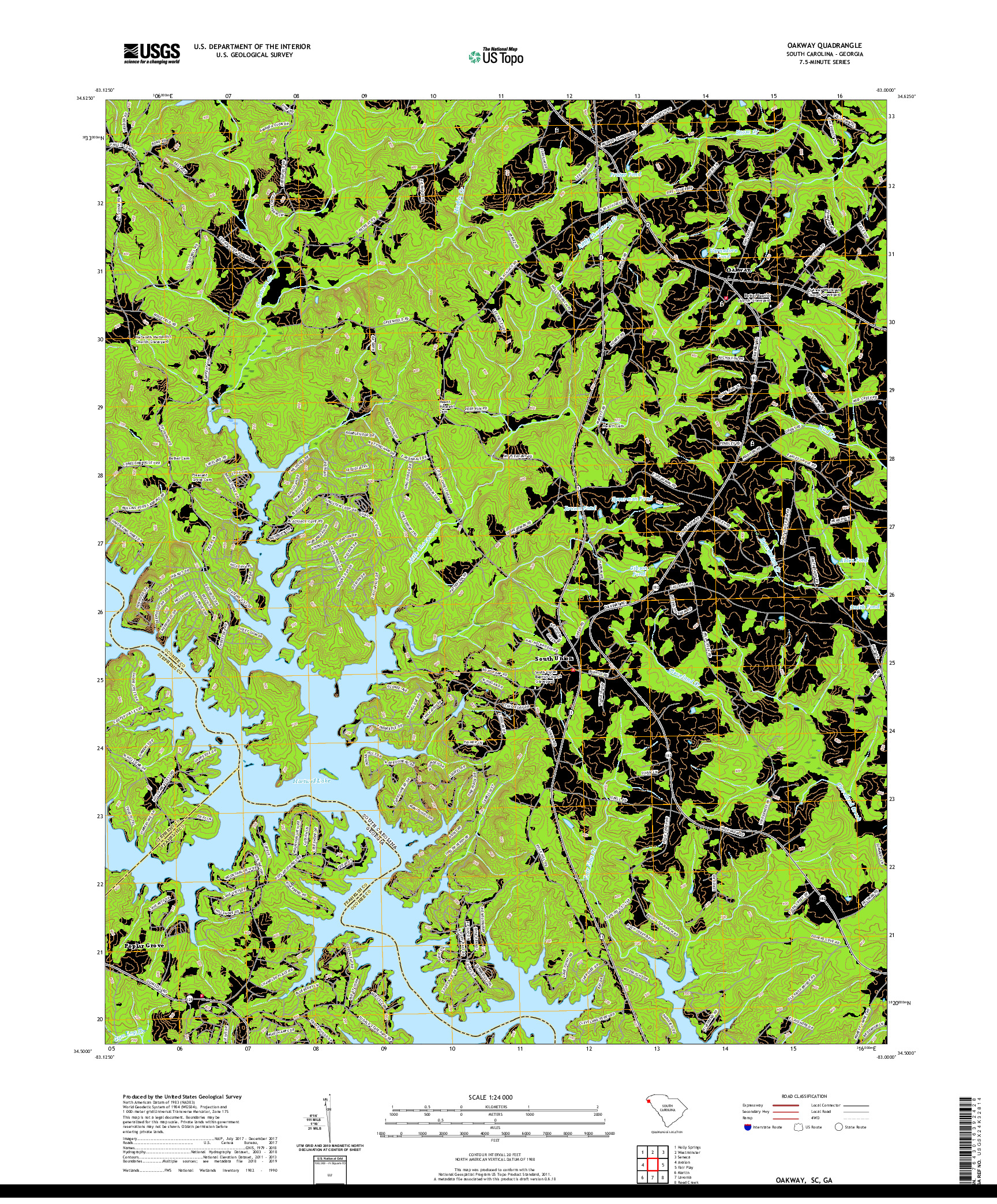 USGS US TOPO 7.5-MINUTE MAP FOR OAKWAY, SC,GA 2020