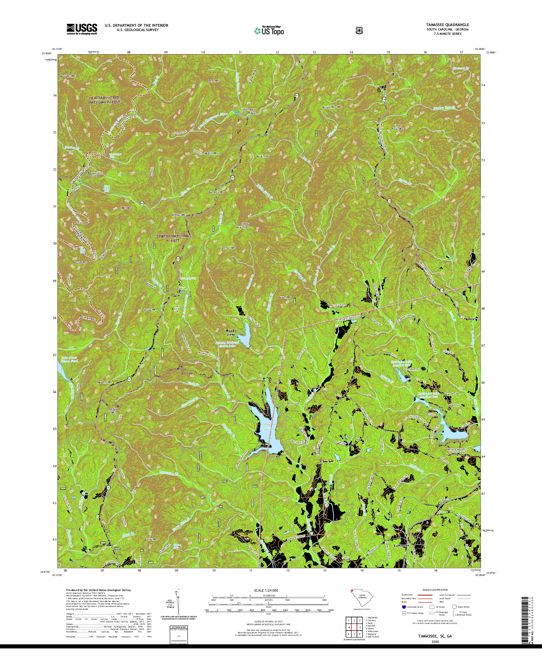 USGS US TOPO 7.5-MINUTE MAP FOR TAMASSEE, SC,GA 2020