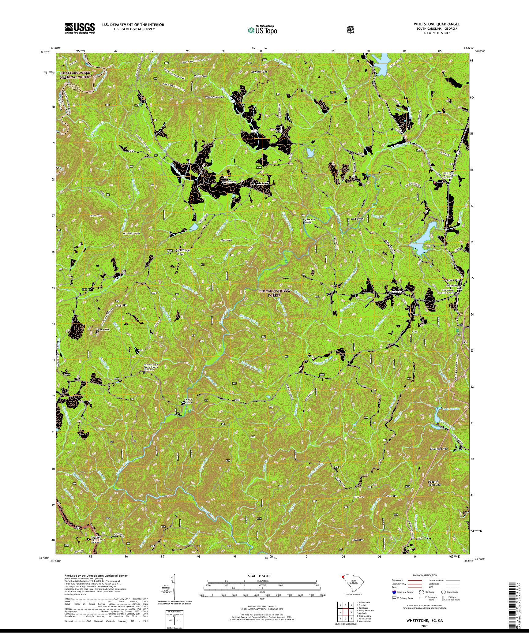 USGS US TOPO 7.5-MINUTE MAP FOR WHETSTONE, SC,GA 2020