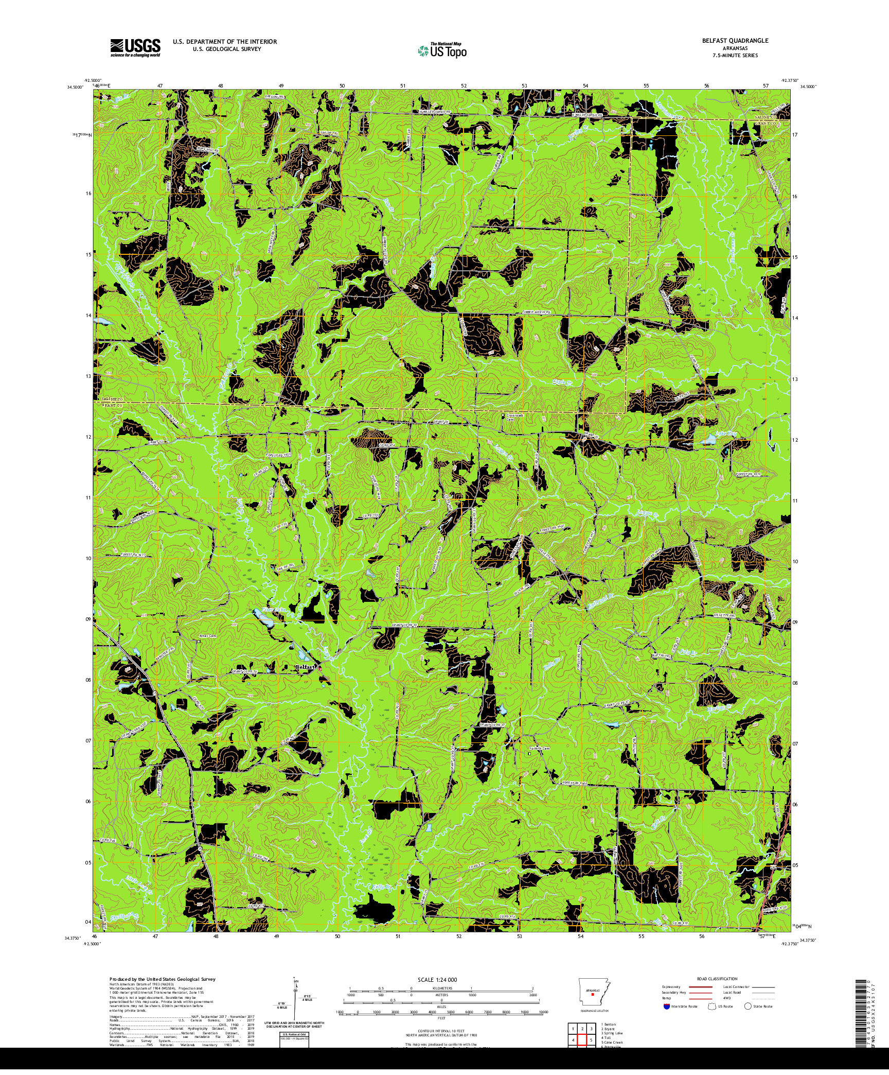 USGS US TOPO 7.5-MINUTE MAP FOR BELFAST, AR 2020