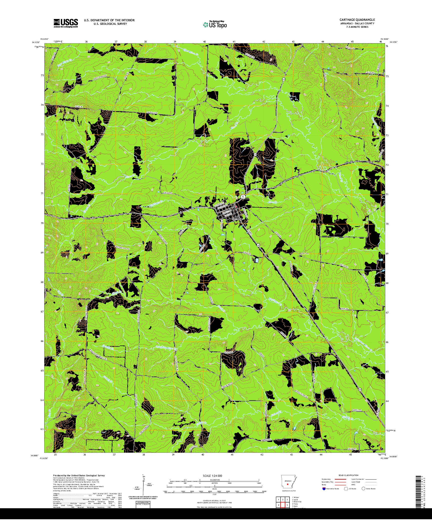 USGS US TOPO 7.5-MINUTE MAP FOR CARTHAGE, AR 2020
