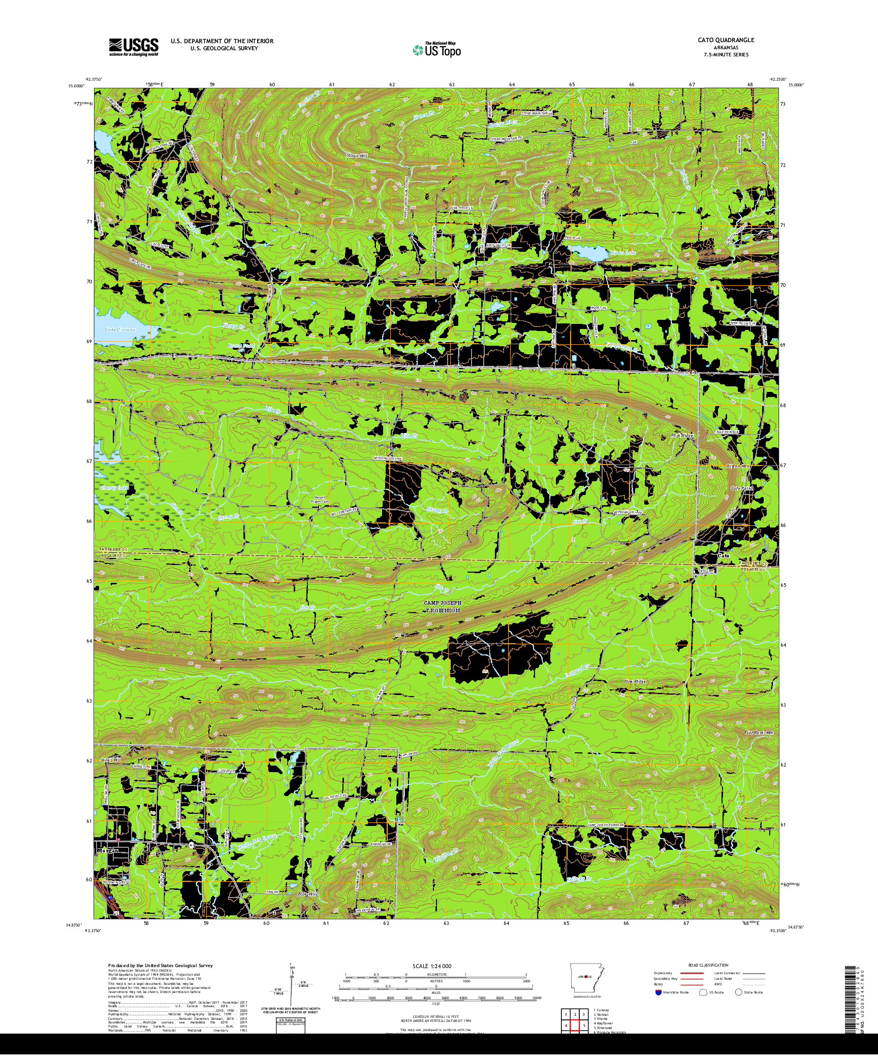 USGS US TOPO 7.5-MINUTE MAP FOR CATO, AR 2020